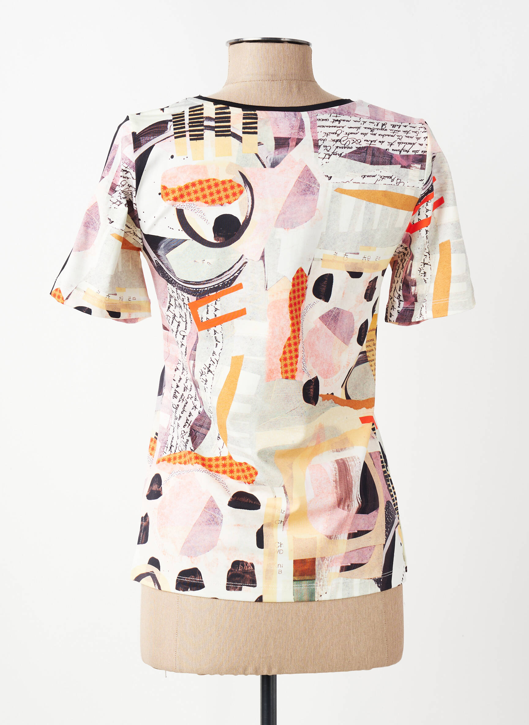 Tricou imprimeu fantezie mâneci scurte bej DOLCEZZA femeie