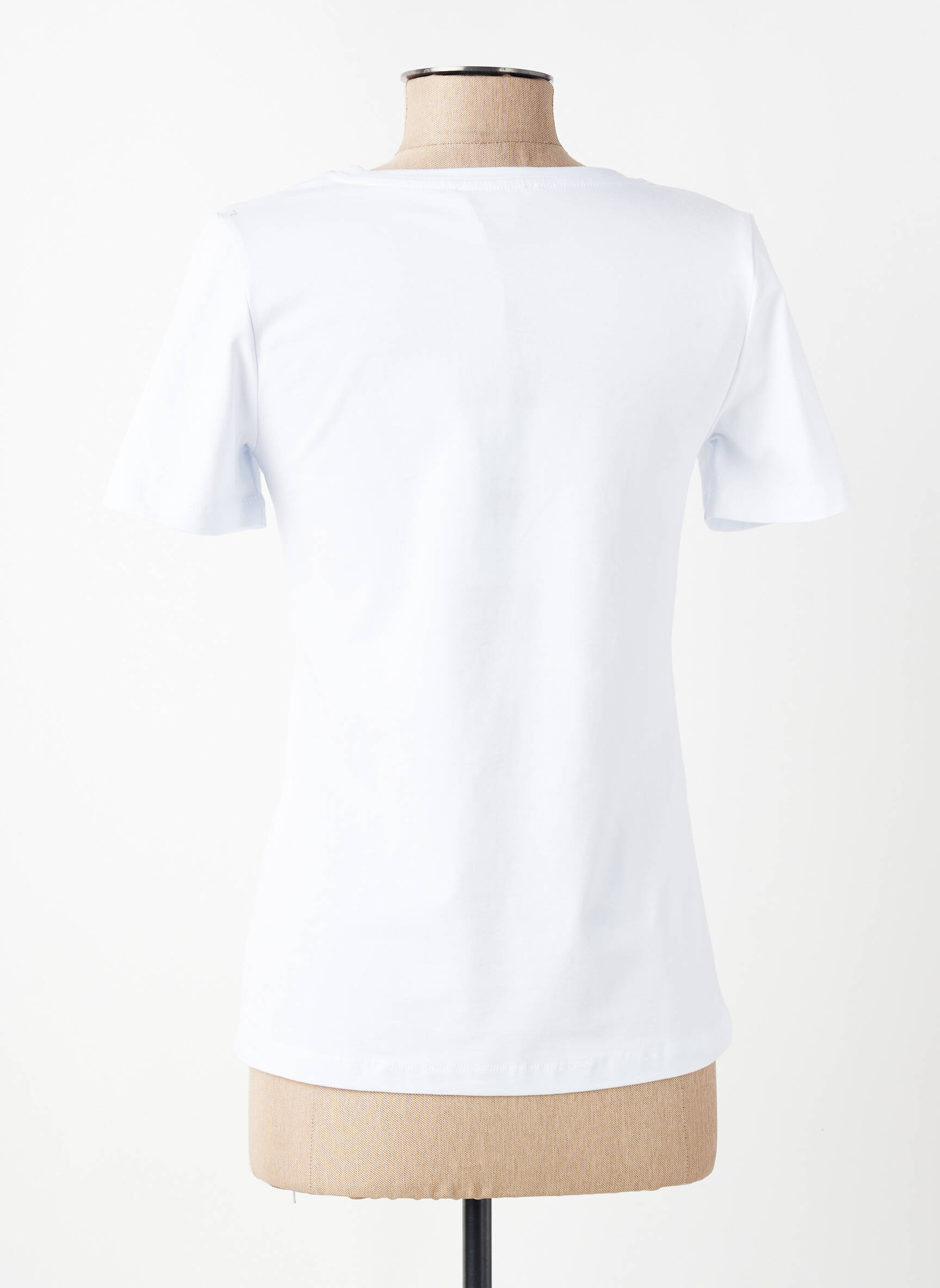 Tricou serigrafie cu strasuri mâneci scurte alb DOLCEZZA femeie