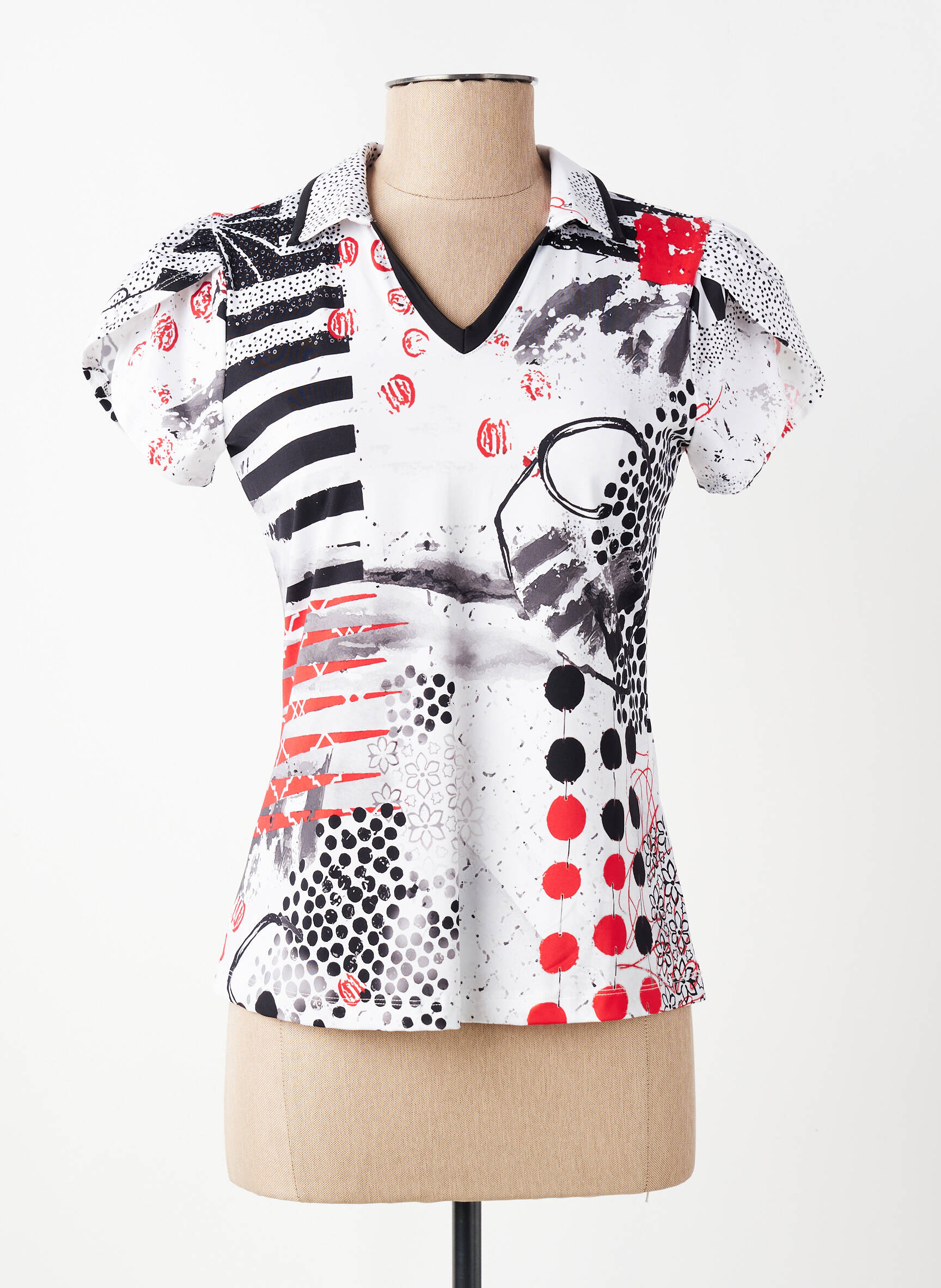 Tricou imprimeu fantezie mâneci scurte alb DOLCEZZA femeie
