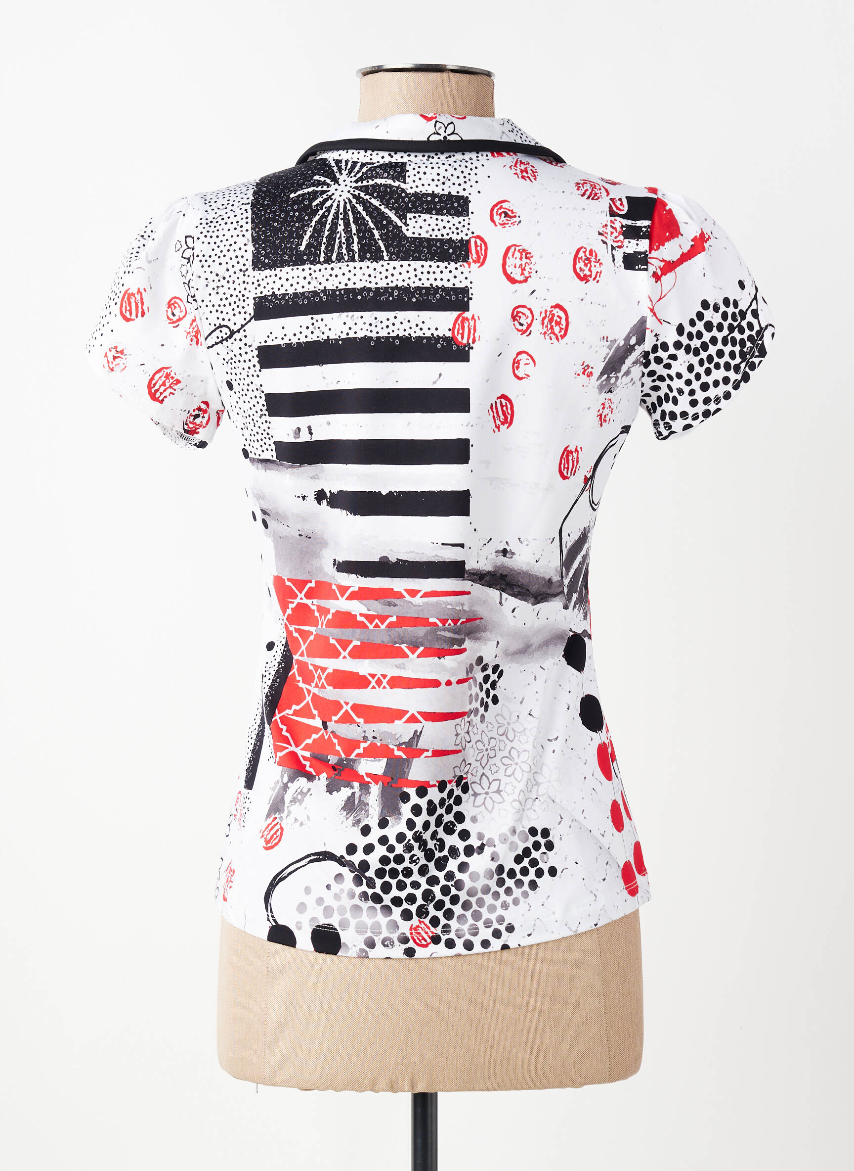 Tricou imprimeu fantezie mâneci scurte alb DOLCEZZA femeie