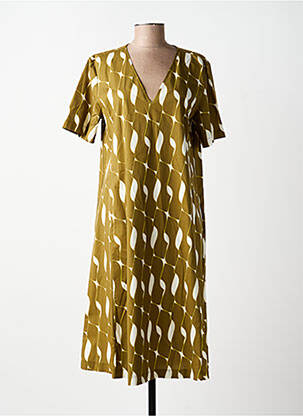 Rochie midi imprimeu fantezie mâneci scurte verde MARIA BELLENTANI femeie
