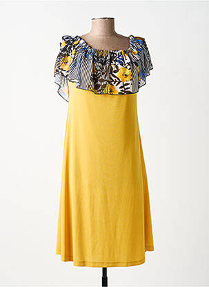 Rochie scurtă mâneci scurte mâneci scurte galben EROKE femeie