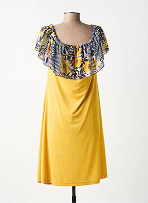 Rochie scurtă mâneci scurte mâneci scurte galben EROKE femeie