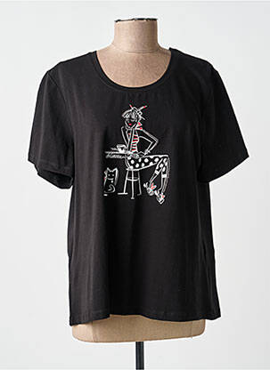 Tricou serigrafie cu strasuri mâneci scurte negru DOLCEZZA femeie