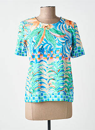 Tricou imprimeu fantezie mâneci scurte albastru LEO & UGO femeie