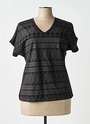 Tricou imprimeu fantezie mâneci scurte negru LEO & UGO femeie