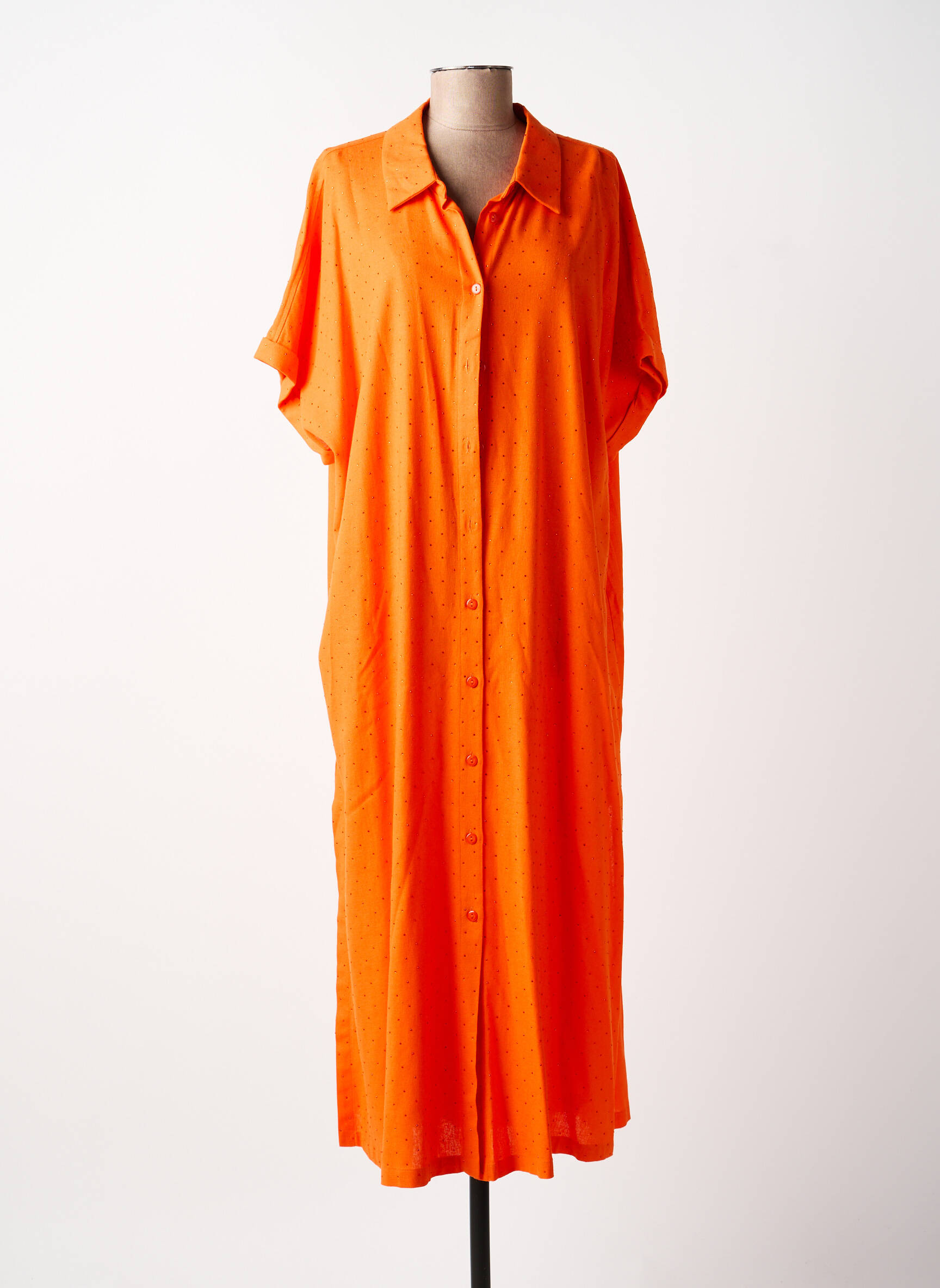 Rochie lungă mâneci scurte mâneci scurte portocalie LOLA CASADEMUNT femeie