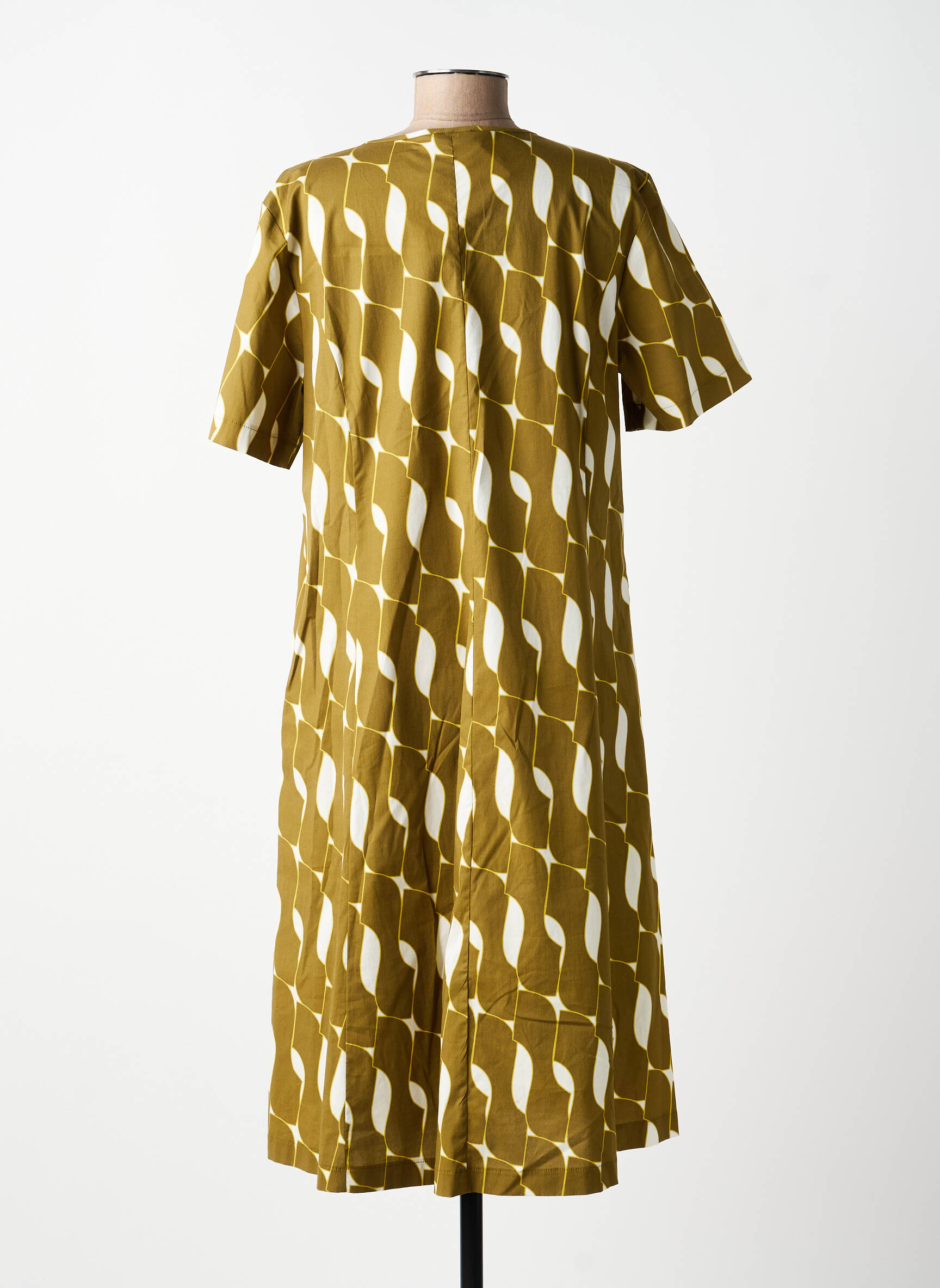 Rochie midi imprimeu fantezie mâneci scurte verde MARIA BELLENTANI femeie