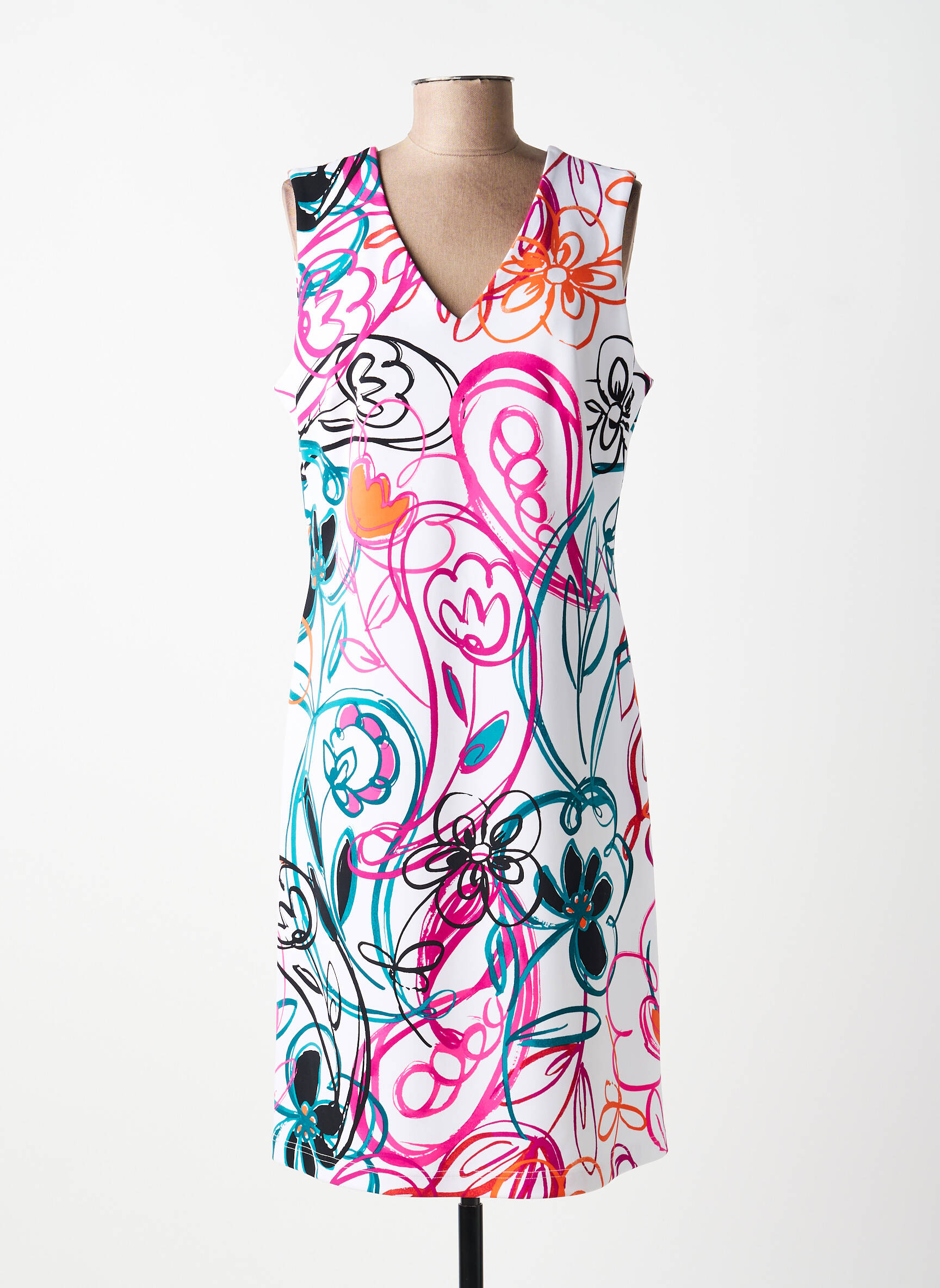 Rochie midi imprimeu floral fără mâneci alb JOSEPH RIBKOFF femeie