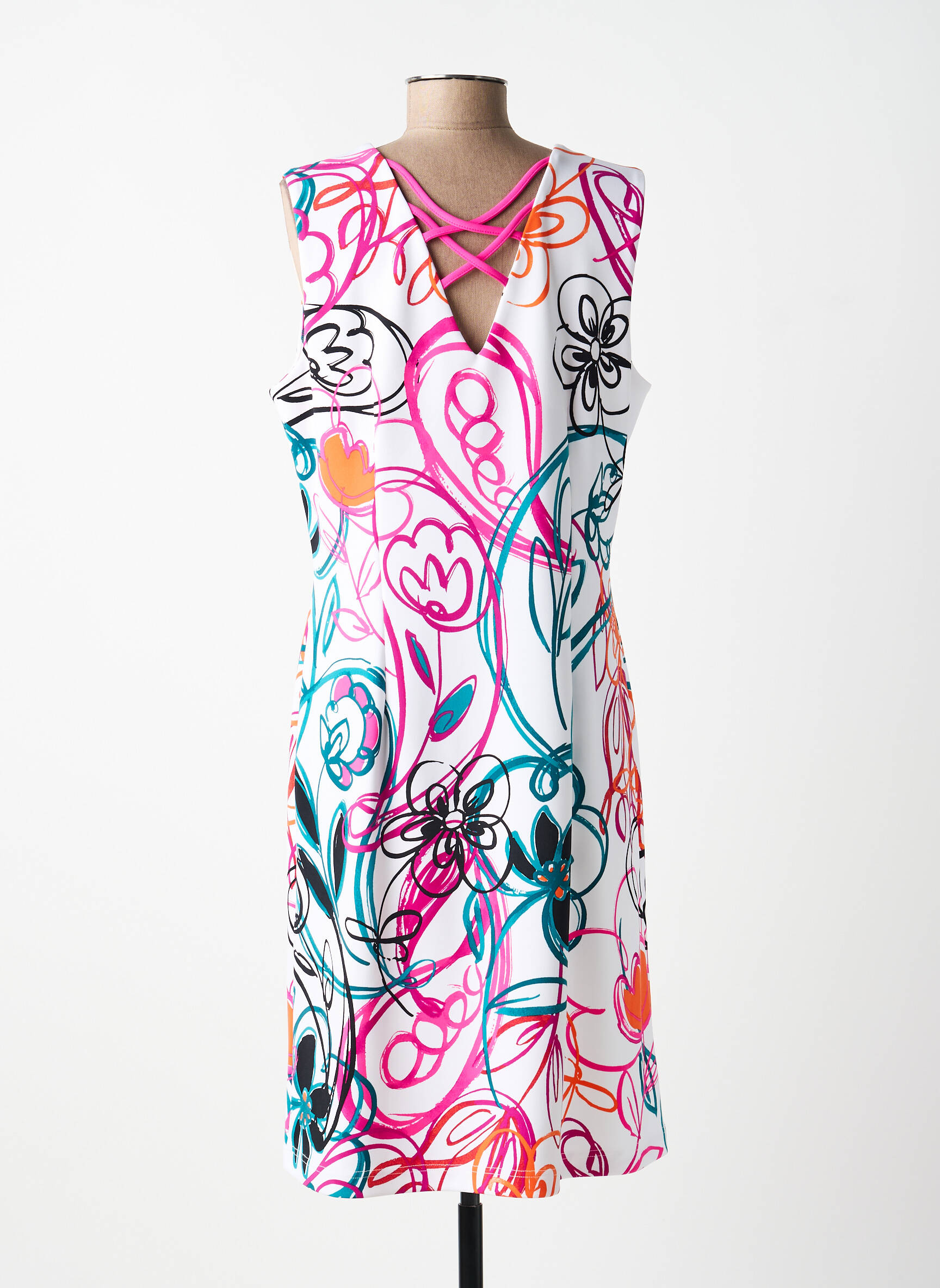 Rochie midi imprimeu floral fără mâneci alb JOSEPH RIBKOFF femeie