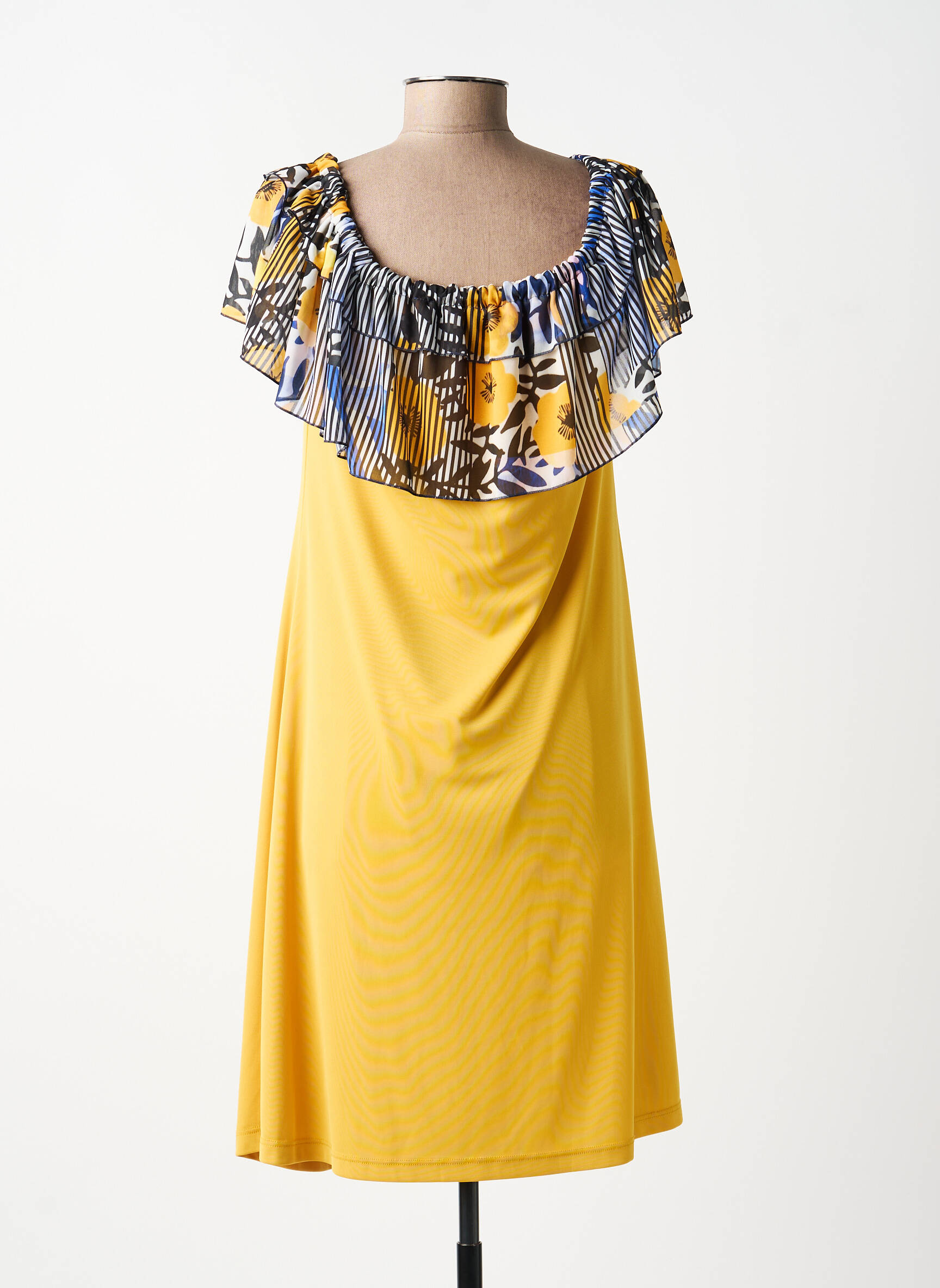 Rochie scurtă mâneci scurte mâneci scurte galben EROKE femeie