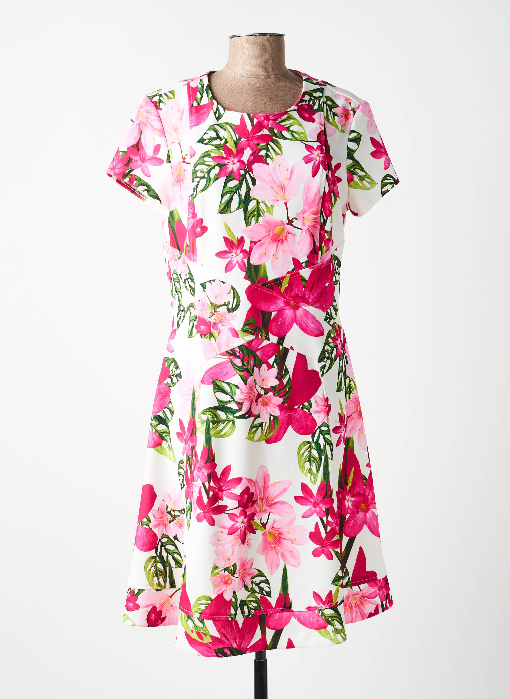 Rochie midi imprimeu floral mâneci scurte roz JOSEPH RIBKOFF femeie