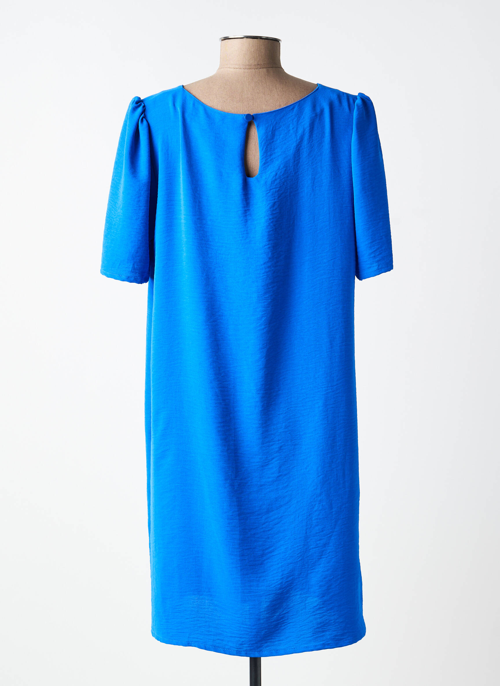 Rochie scurtă croială fluidă mâneci scurte albastru GEVANA femeie