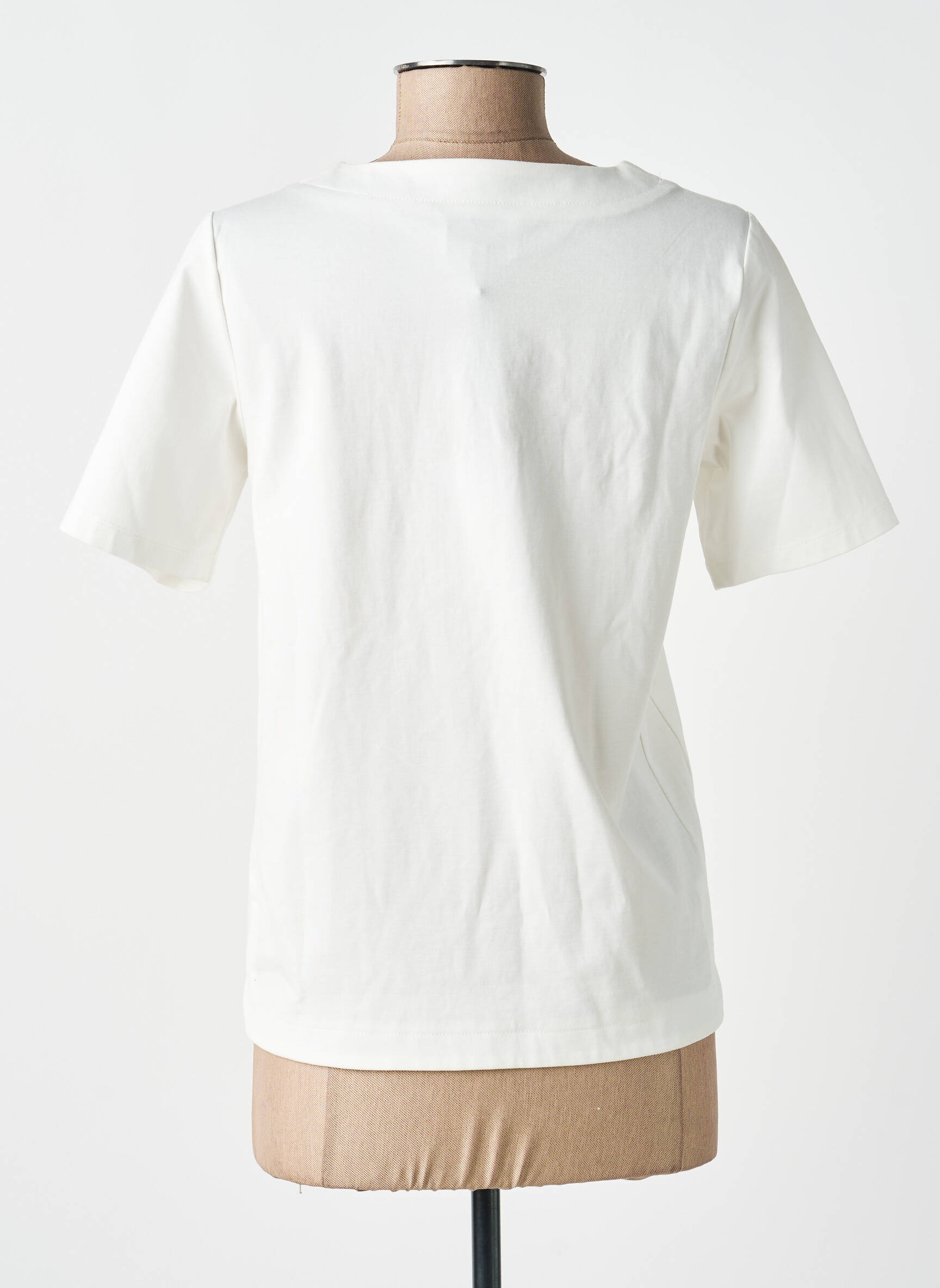 Tricou serigrafie mâneci scurte bej LEO & UGO femeie