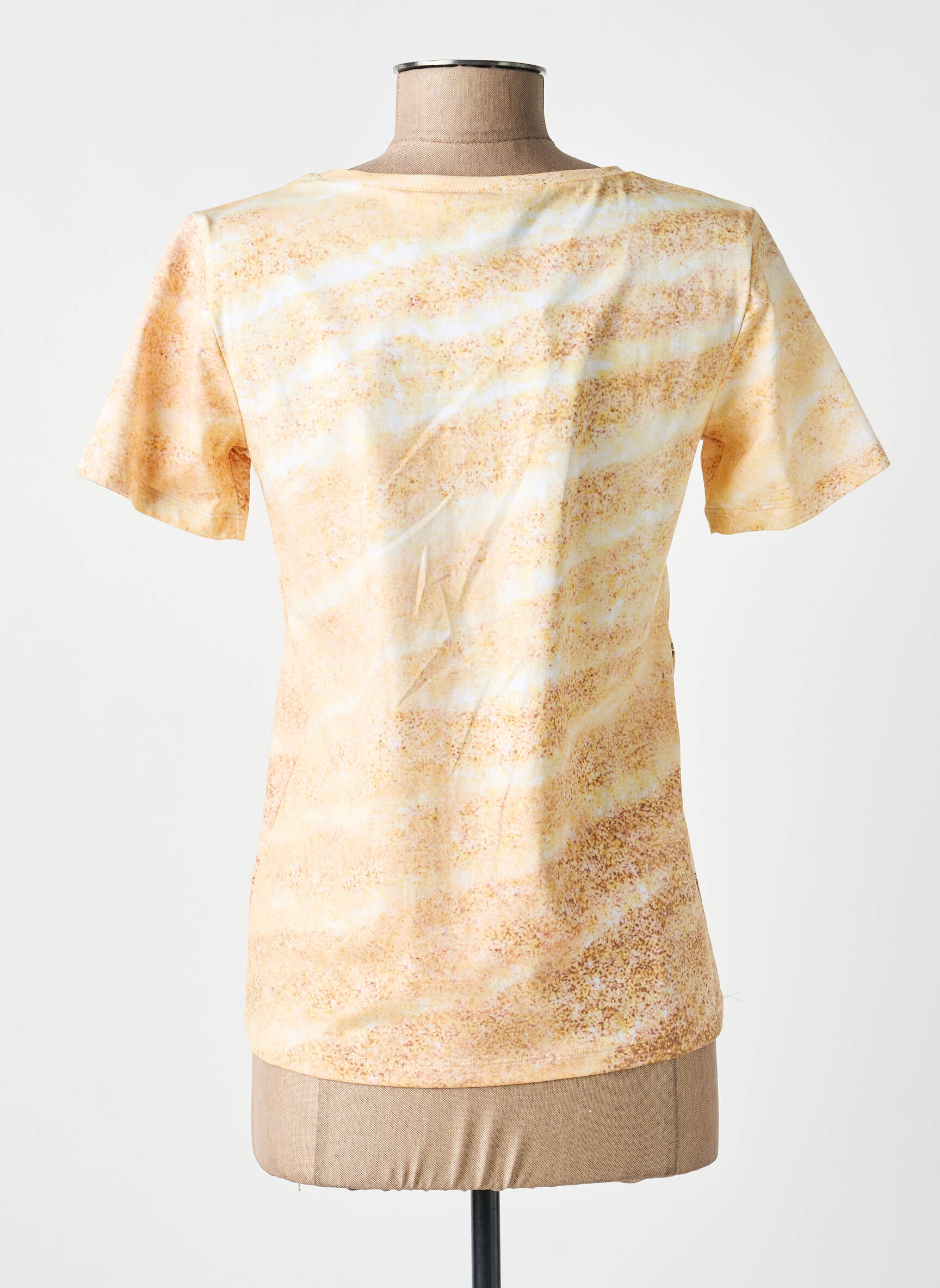 Tricou imprimeu fantezie mâneci scurte bej LEO & UGO femeie