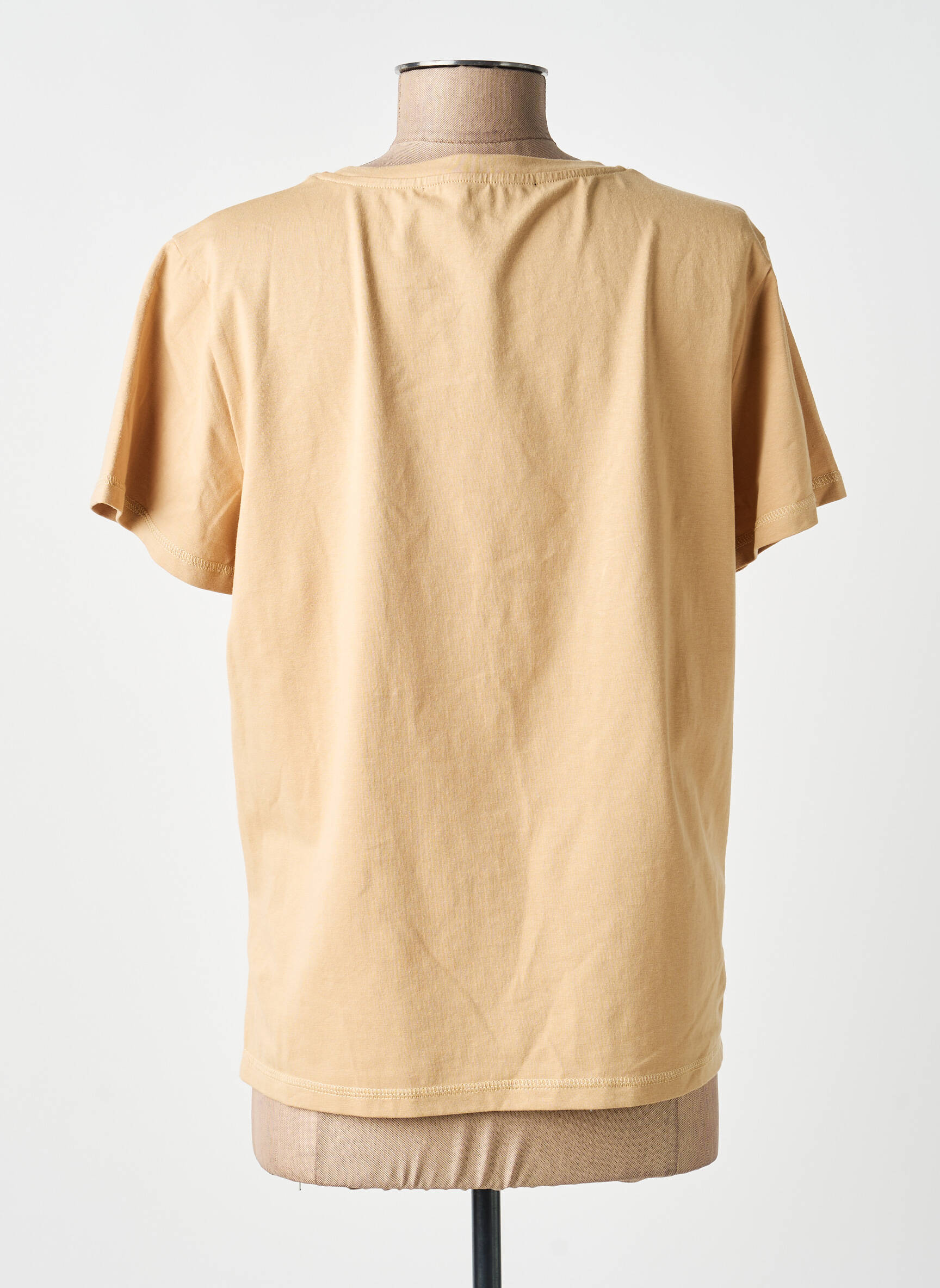 Tricou serigrafie cu strasuri mâneci scurte bej ANANKE femeie
