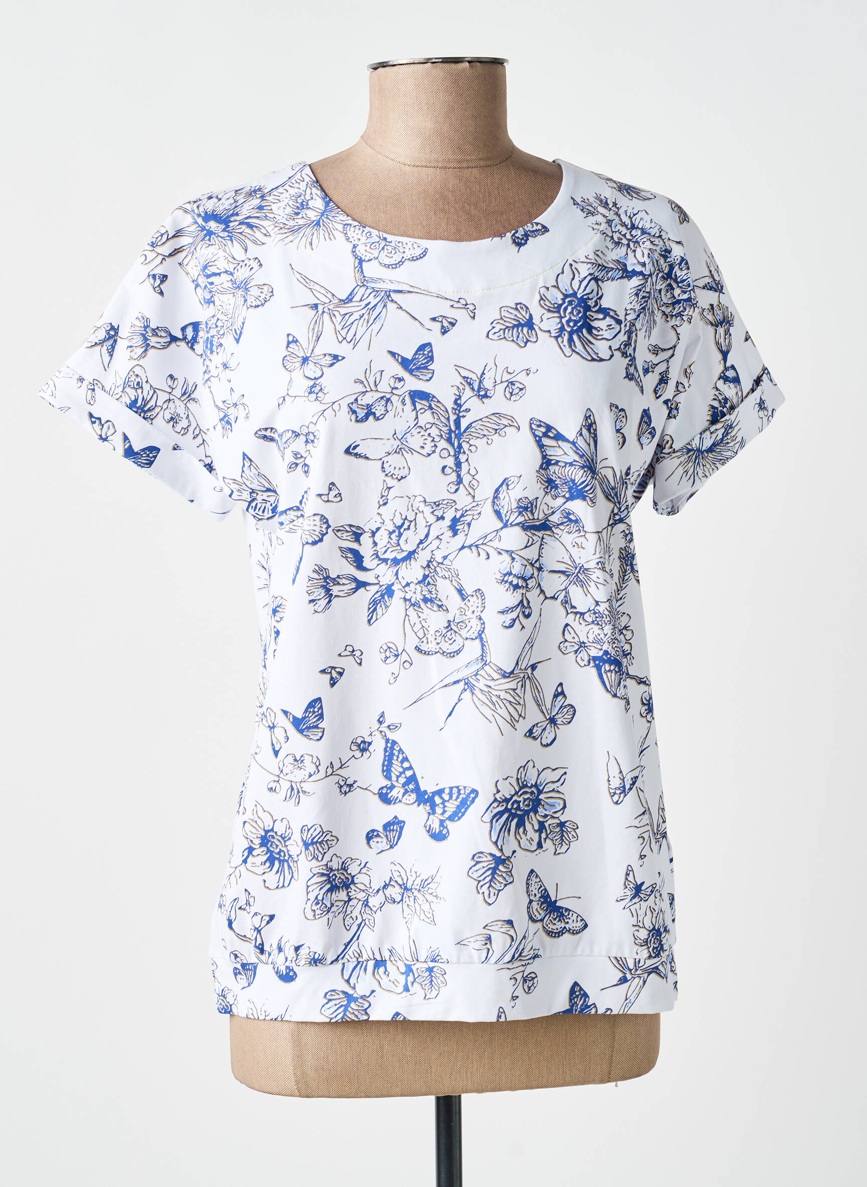 Tricou elasticitate mâneci scurte albastru LEO & UGO femeie