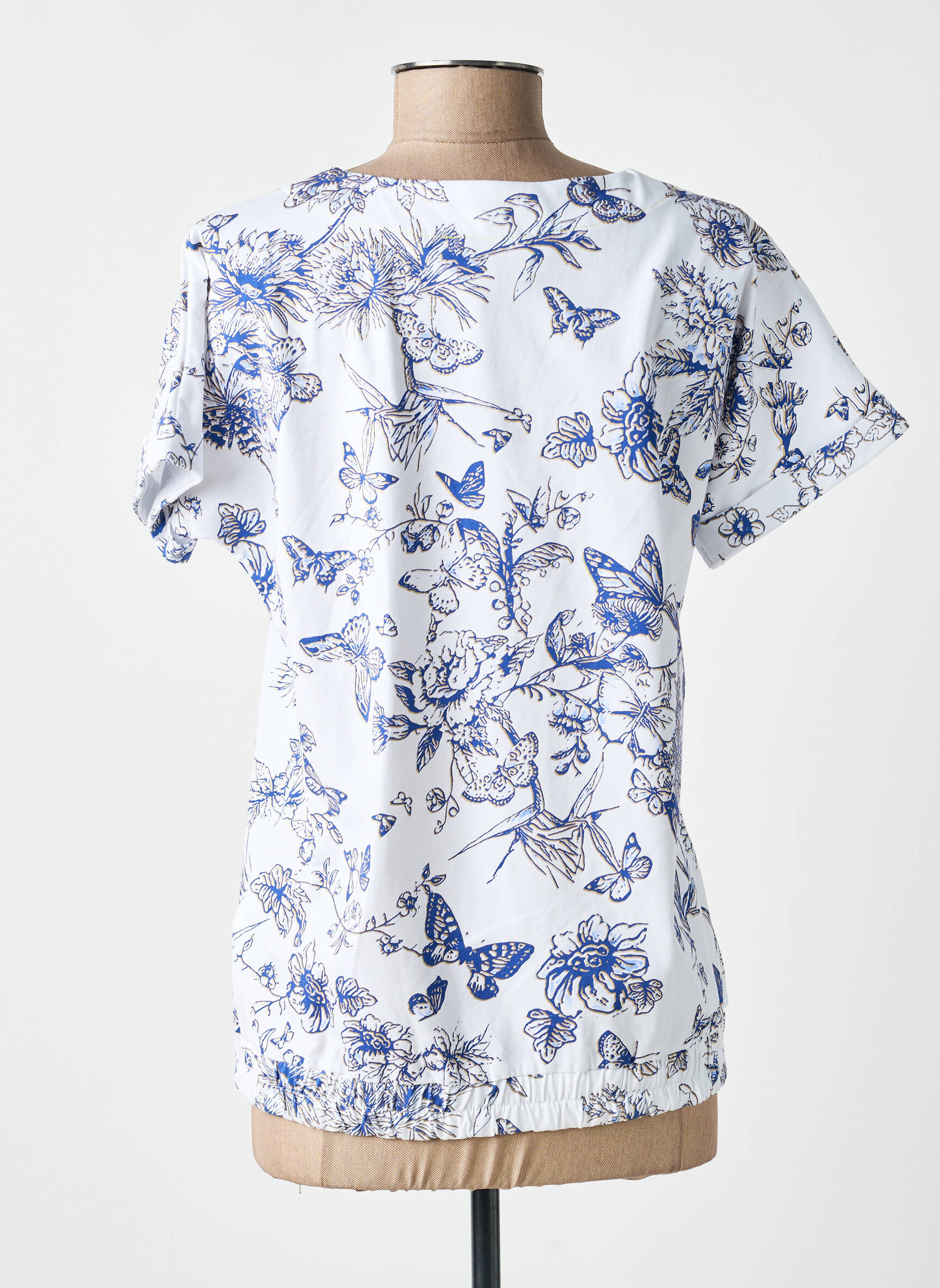 Tricou elasticitate mâneci scurte albastru LEO & UGO femeie