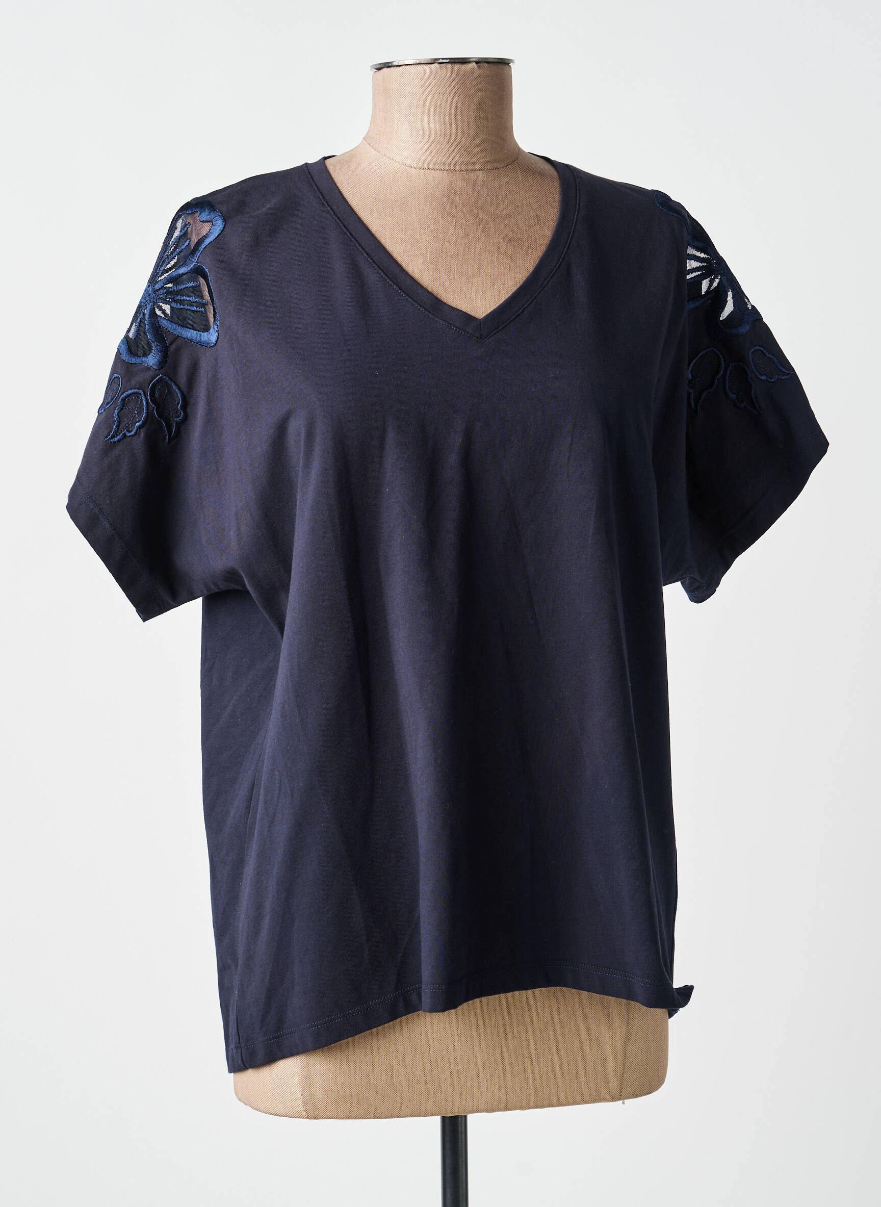 Tricou croială dreaptă mâneci scurte albastru MARIA BELLENTANI femeie