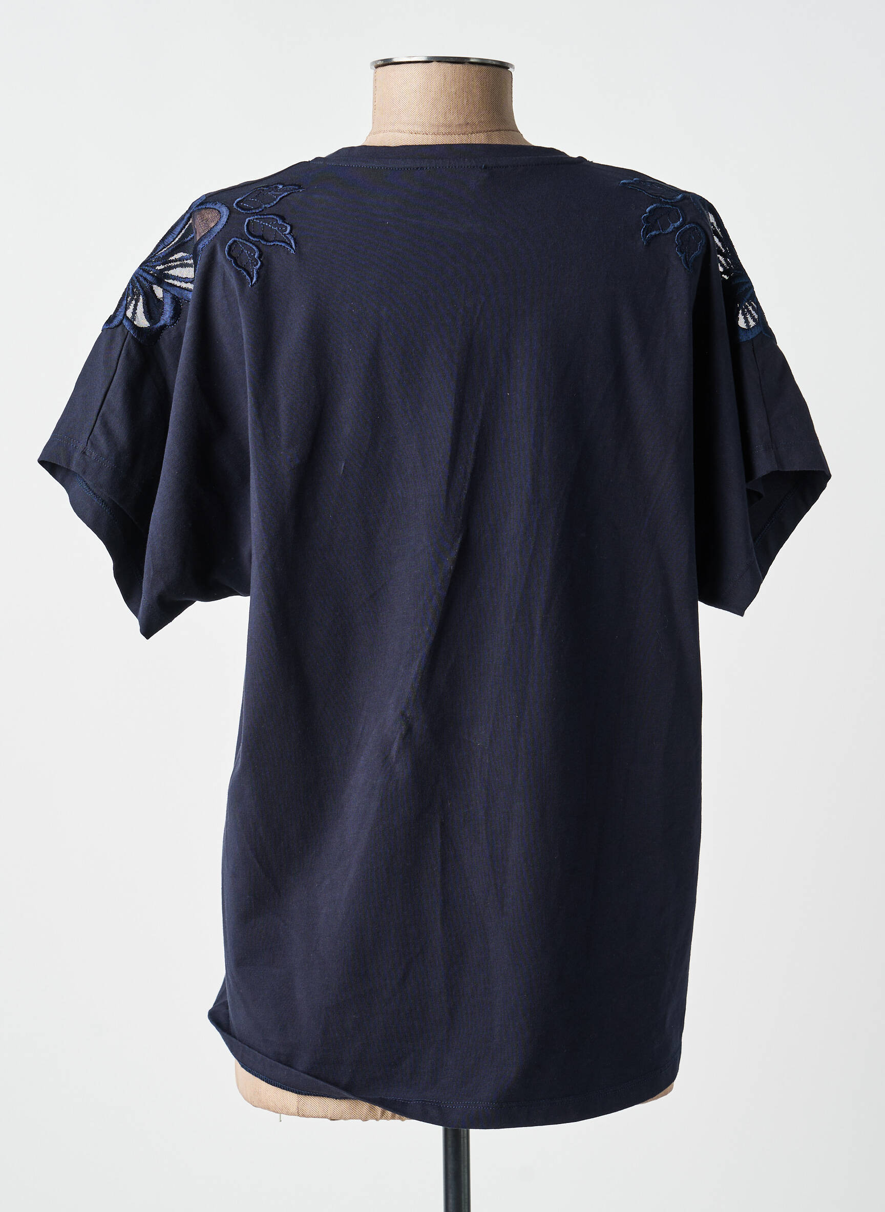 Tricou croială dreaptă mâneci scurte albastru MARIA BELLENTANI femeie