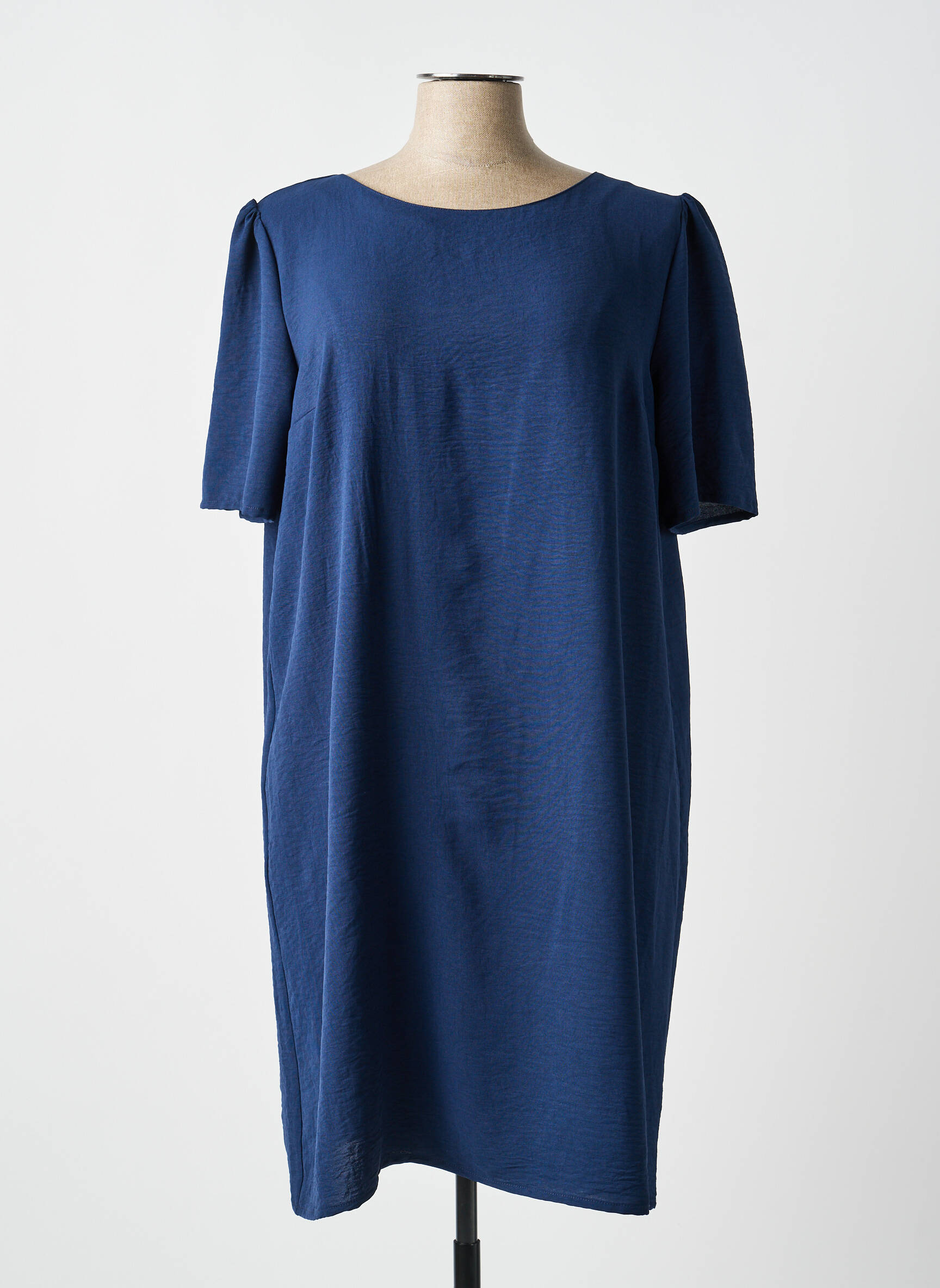 Rochie midi croială fluidă mâneci scurte albastru GEVANA femeie