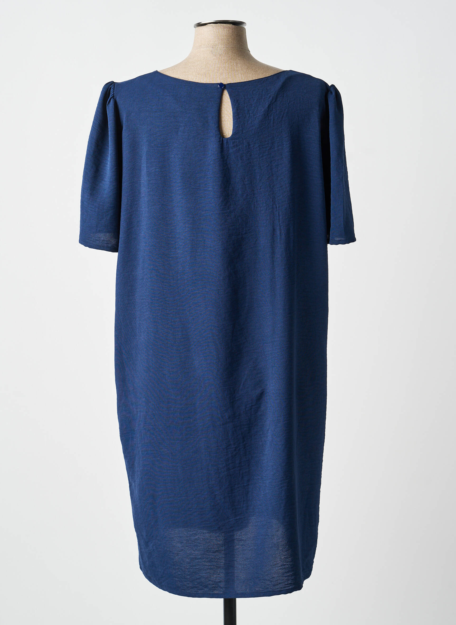 Rochie midi croială fluidă mâneci scurte albastru GEVANA femeie
