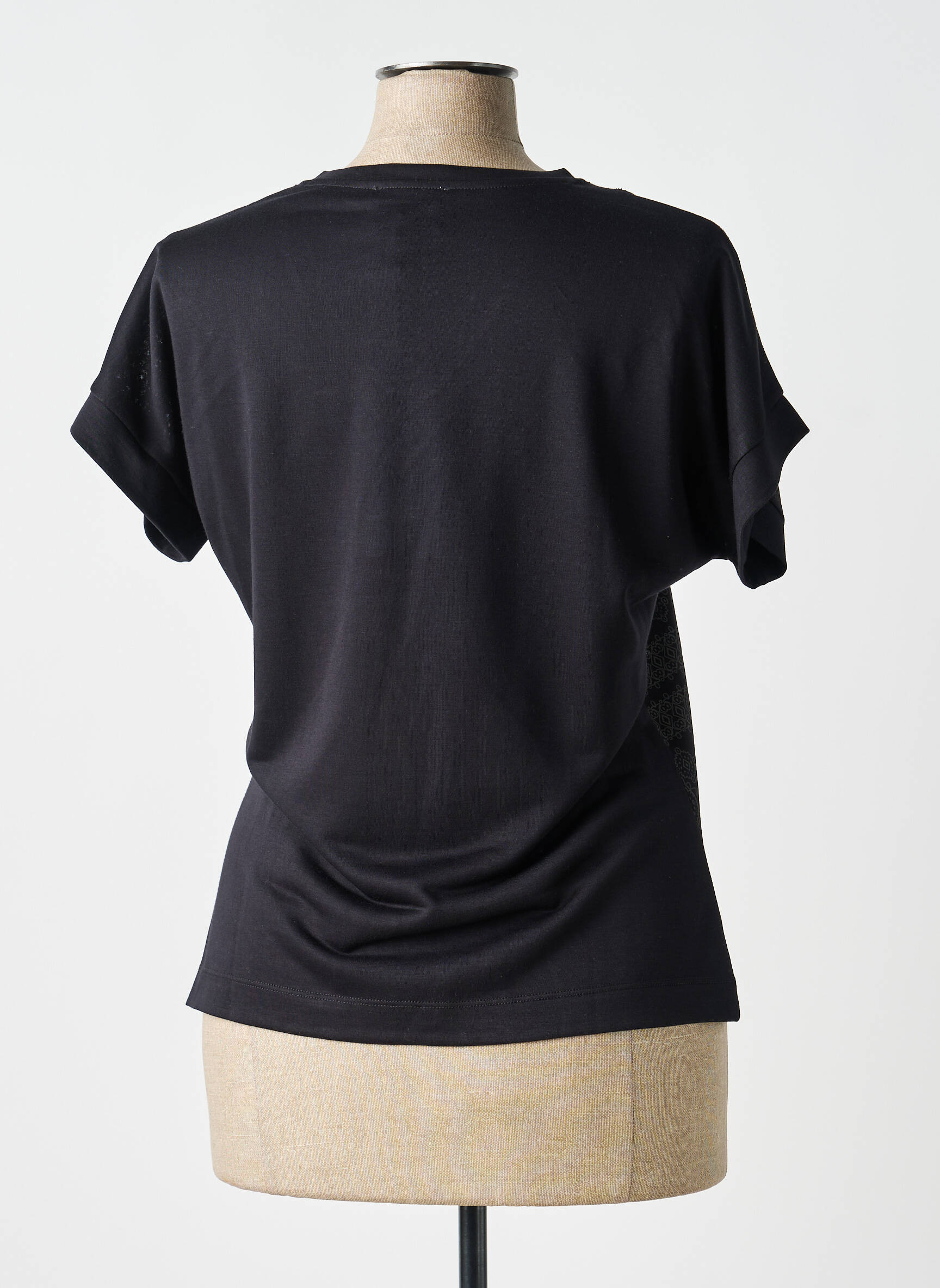 Tricou imprimeu fantezie mâneci scurte negru LEO & UGO femeie