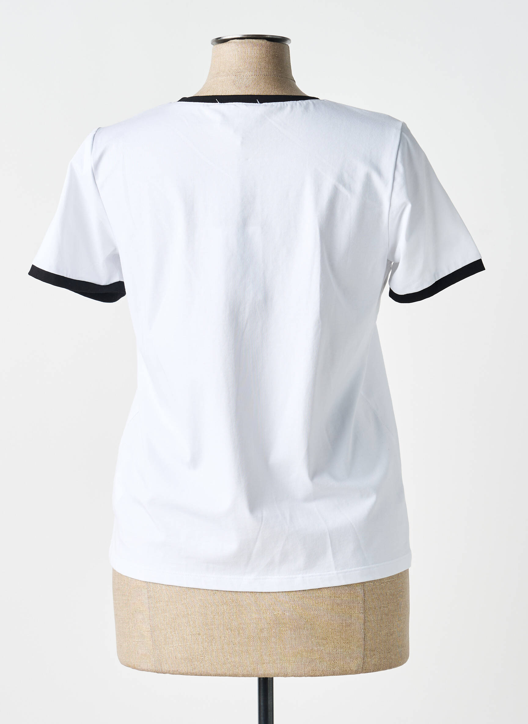 Tricou serigrafie cu strasuri mâneci scurte alb LEO & UGO femeie