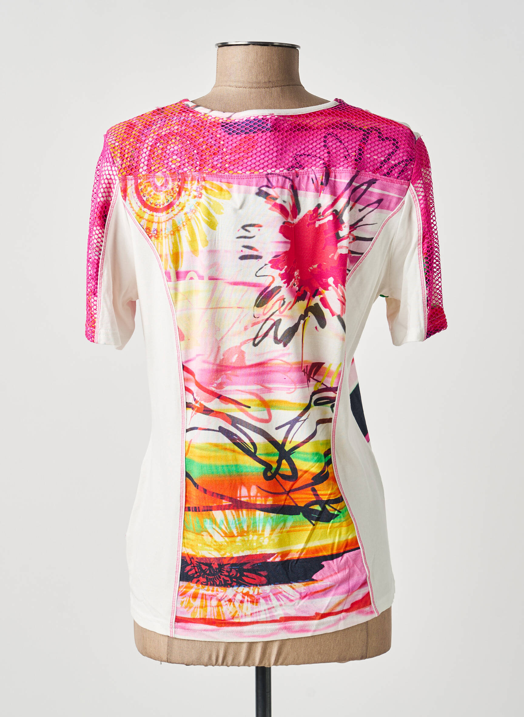 Tricou imprimeu fantezie mâneci scurte roz GUY DUBOUIS femeie