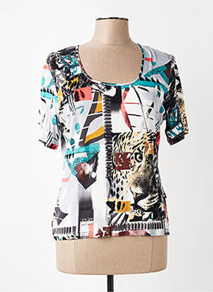 Tricou imprimeu fantezie mâneci scurte albastru GUY DUBOUIS femeie