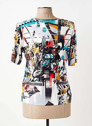 Tricou imprimeu fantezie mâneci scurte albastru GUY DUBOUIS femeie