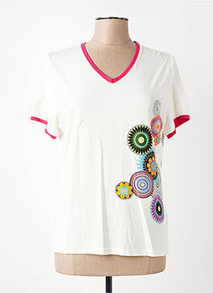 Tricou imprimeu fantezie mâneci scurte alb MERI & ESCA femeie