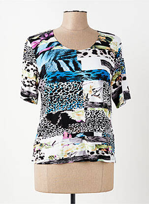 Tricou imprimeu fantezie mâneci scurte albastru GUY DUBOUIS femeie