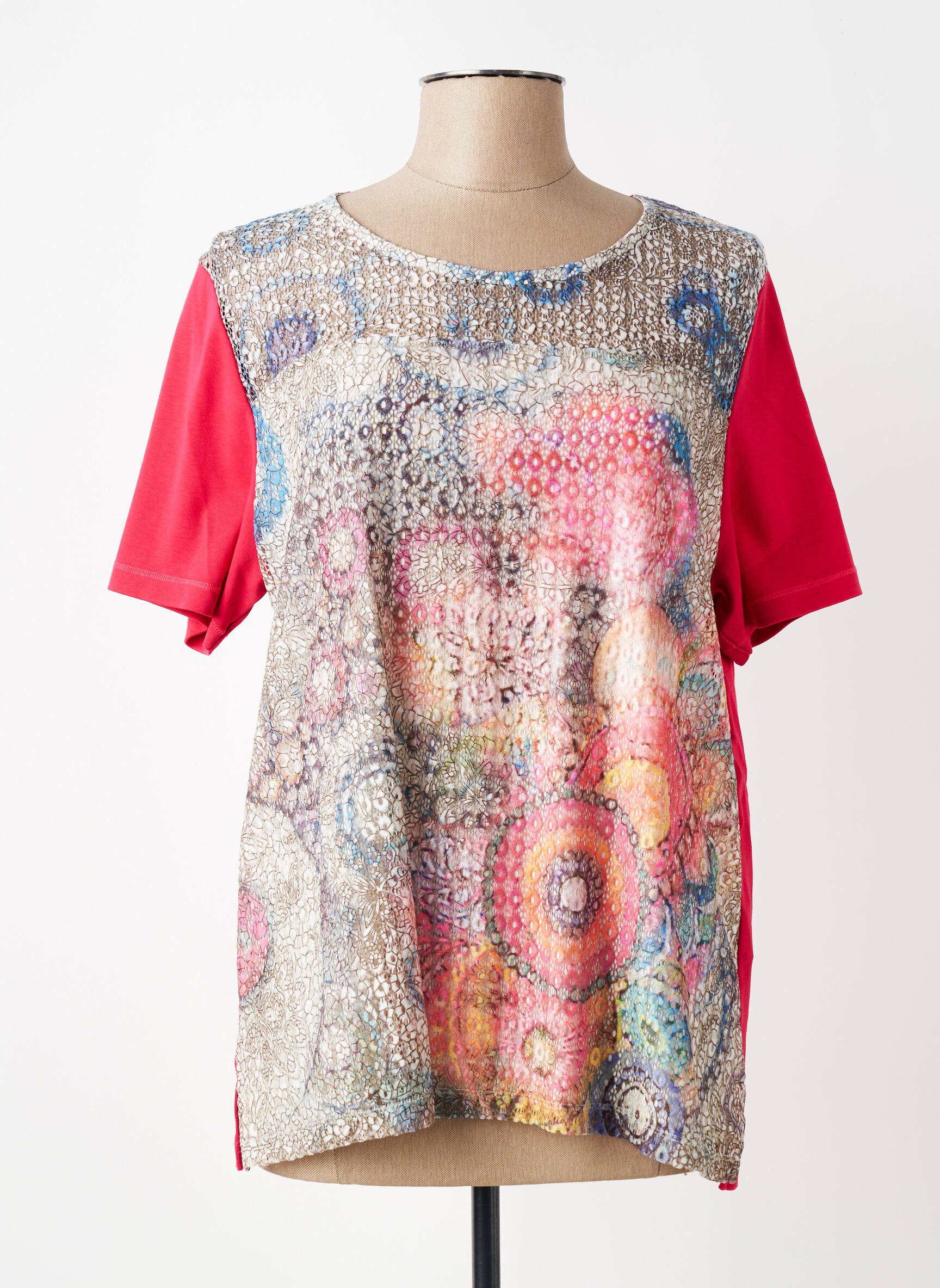 Tricou imprimeu fantezie mâneci scurte roșu BAGORAZ femeie