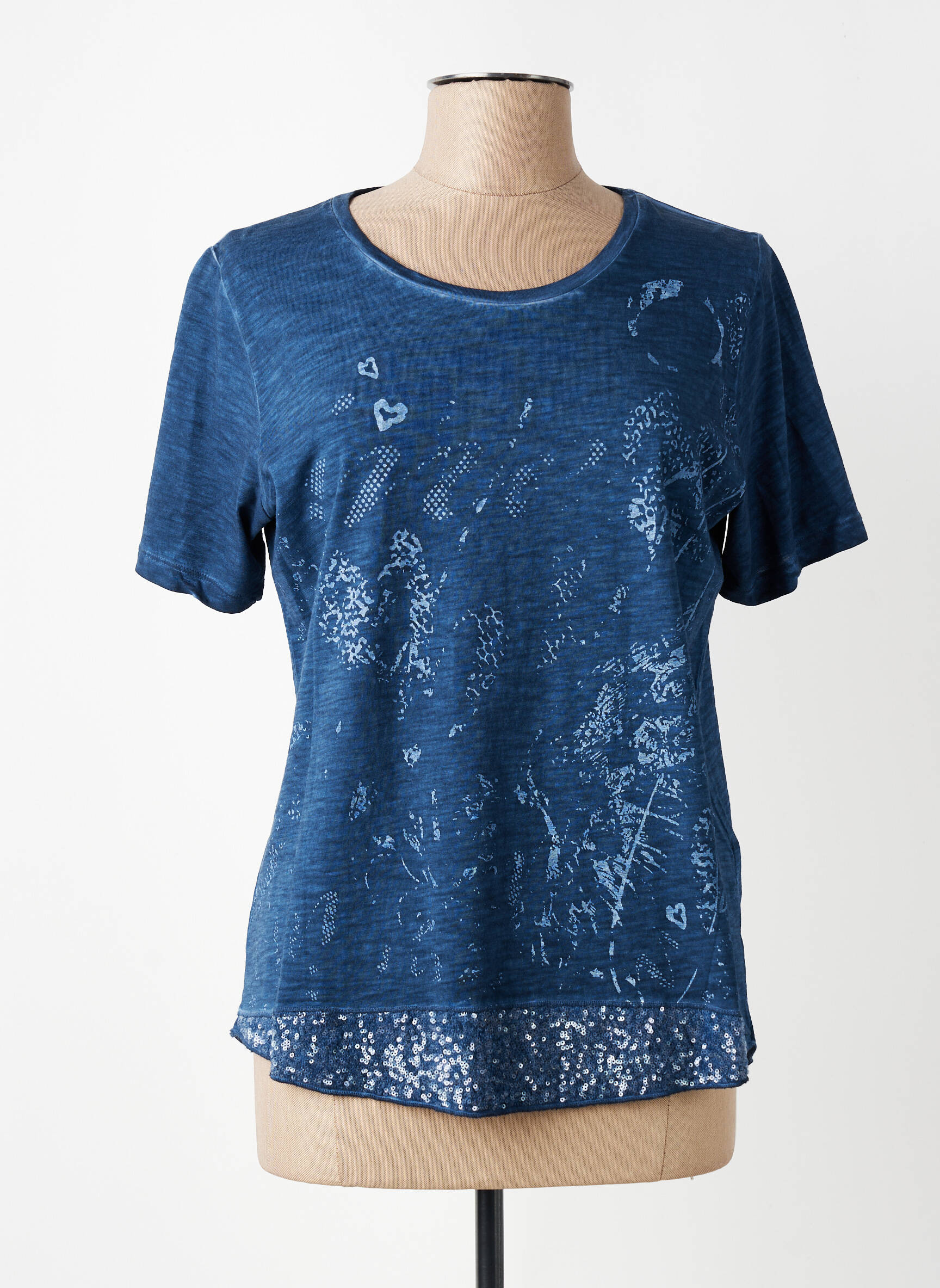 Tricou croială cambrată mâneci scurte albastru MERI & ESCA femeie