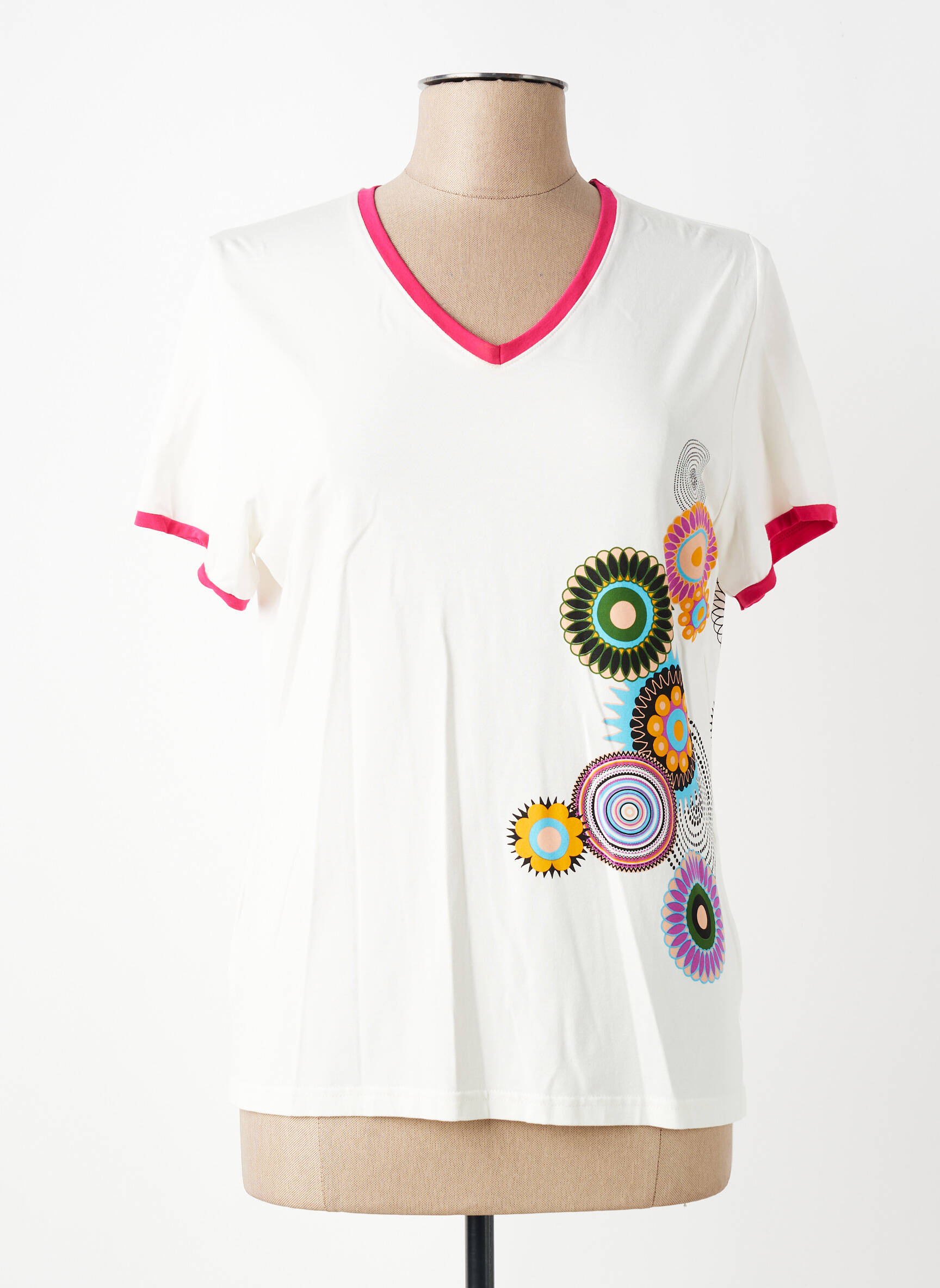 Tricou imprimeu fantezie mâneci scurte alb MERI & ESCA femeie