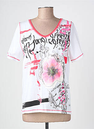 Tricou imprimeu fantezie mâneci scurte alb IMPULSION femeie