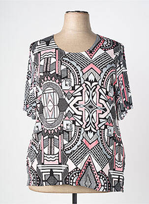 Tricou imprimeu fantezie mâneci scurte negru GUY DUBOUIS femeie