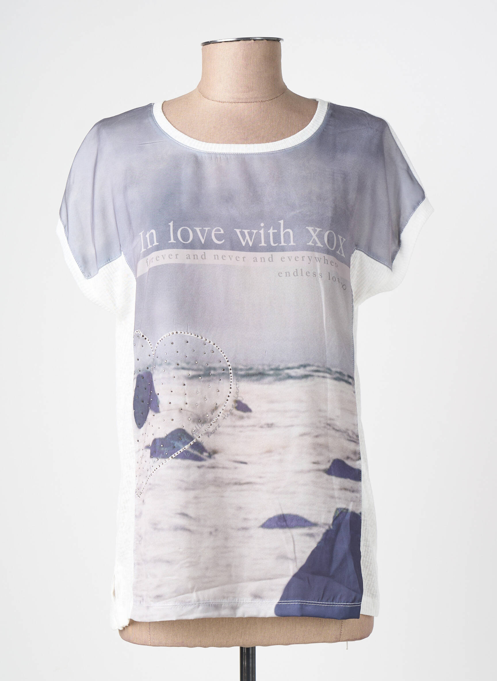 Tricou imprimeu fantezie mâneci scurte alb MERI & ESCA femeie