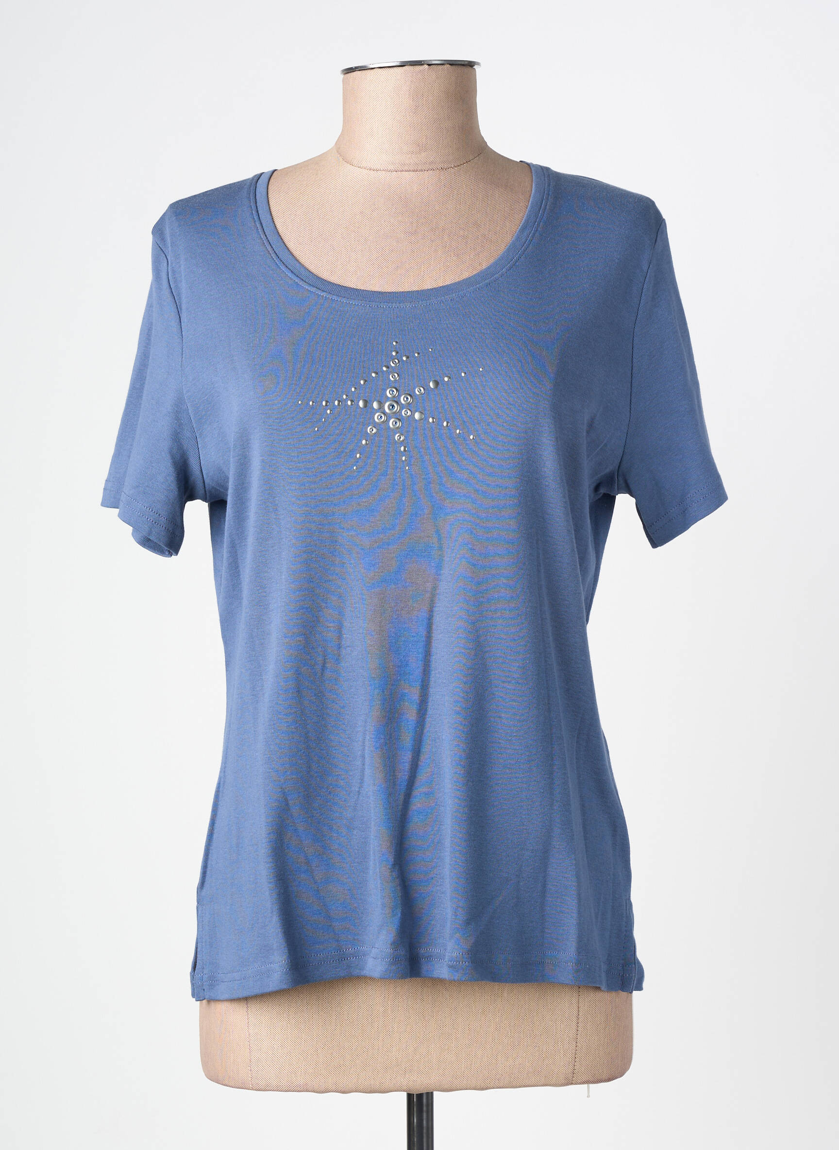 Tricou croială cambrată mâneci scurte albastru GUY DUBOUIS femeie