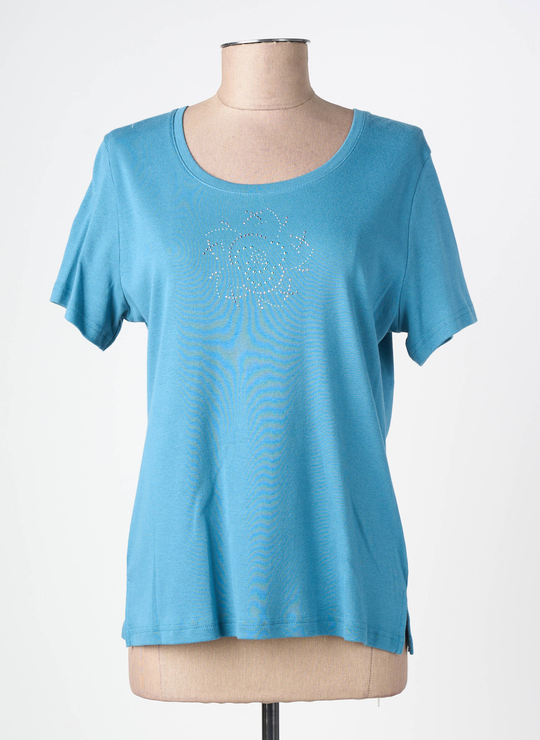 Tricou croială cambrată mâneci scurte albastru GUY DUBOUIS femeie
