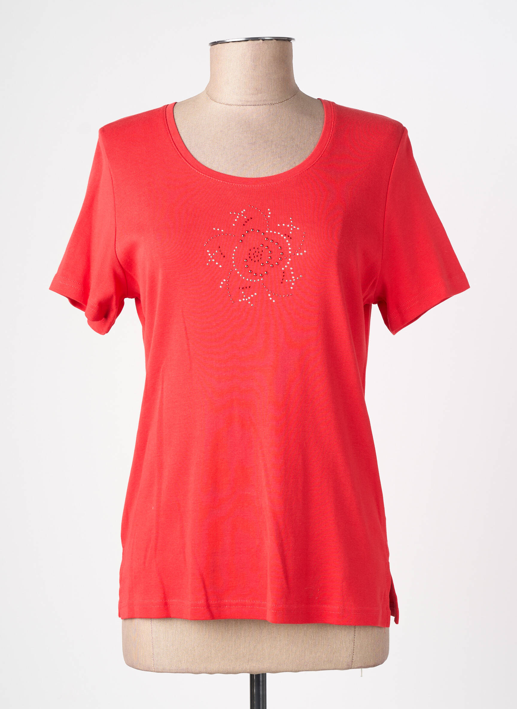 Tricou croială cambrată mâneci scurte roșu FRANCE RIVOIRE femeie