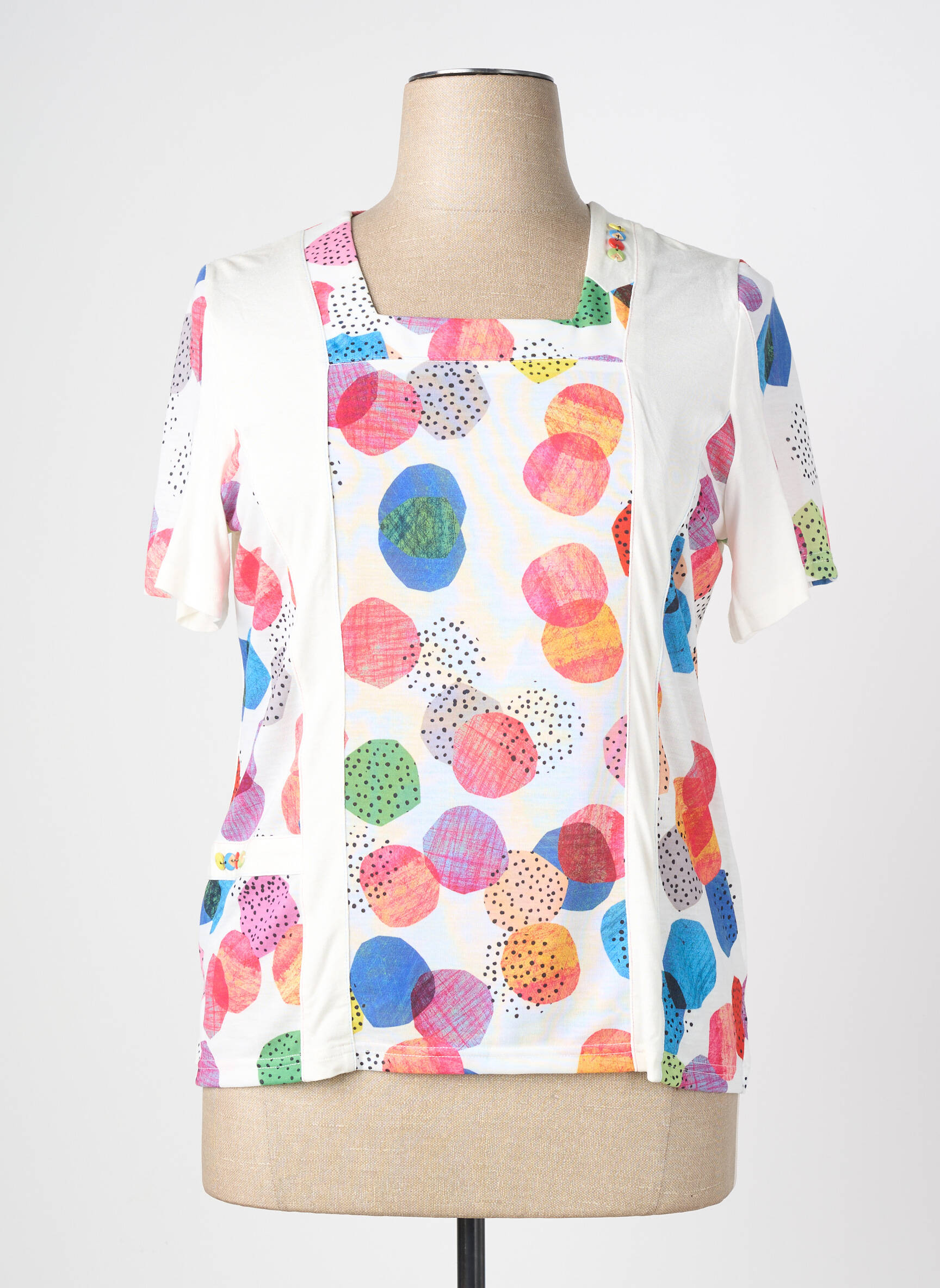 Tricou croială cambrată mâneci scurte alb GUY DUBOUIS femeie