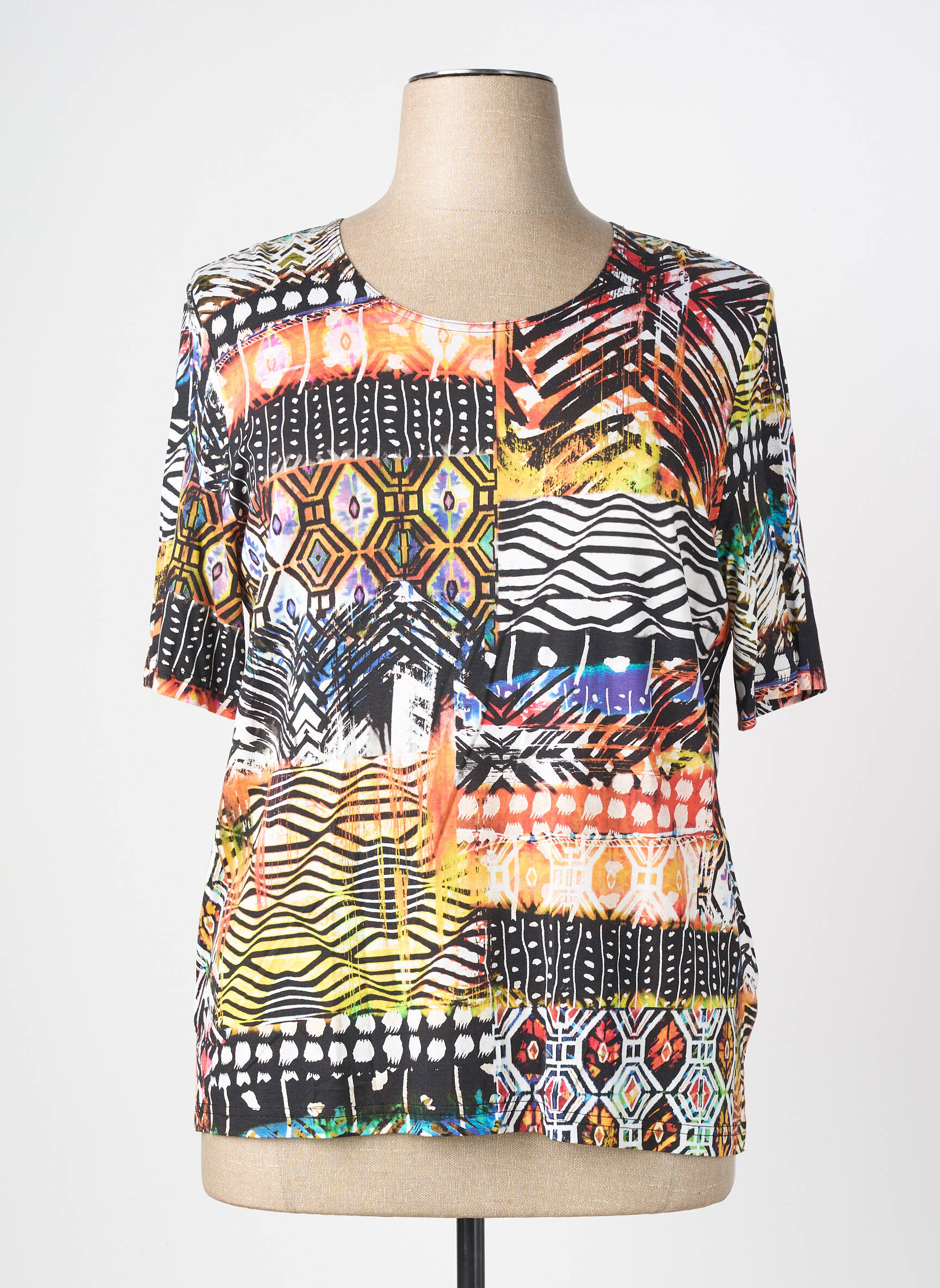 Tricou imprimeu fantezie mâneci scurte negru GUY DUBOUIS femeie