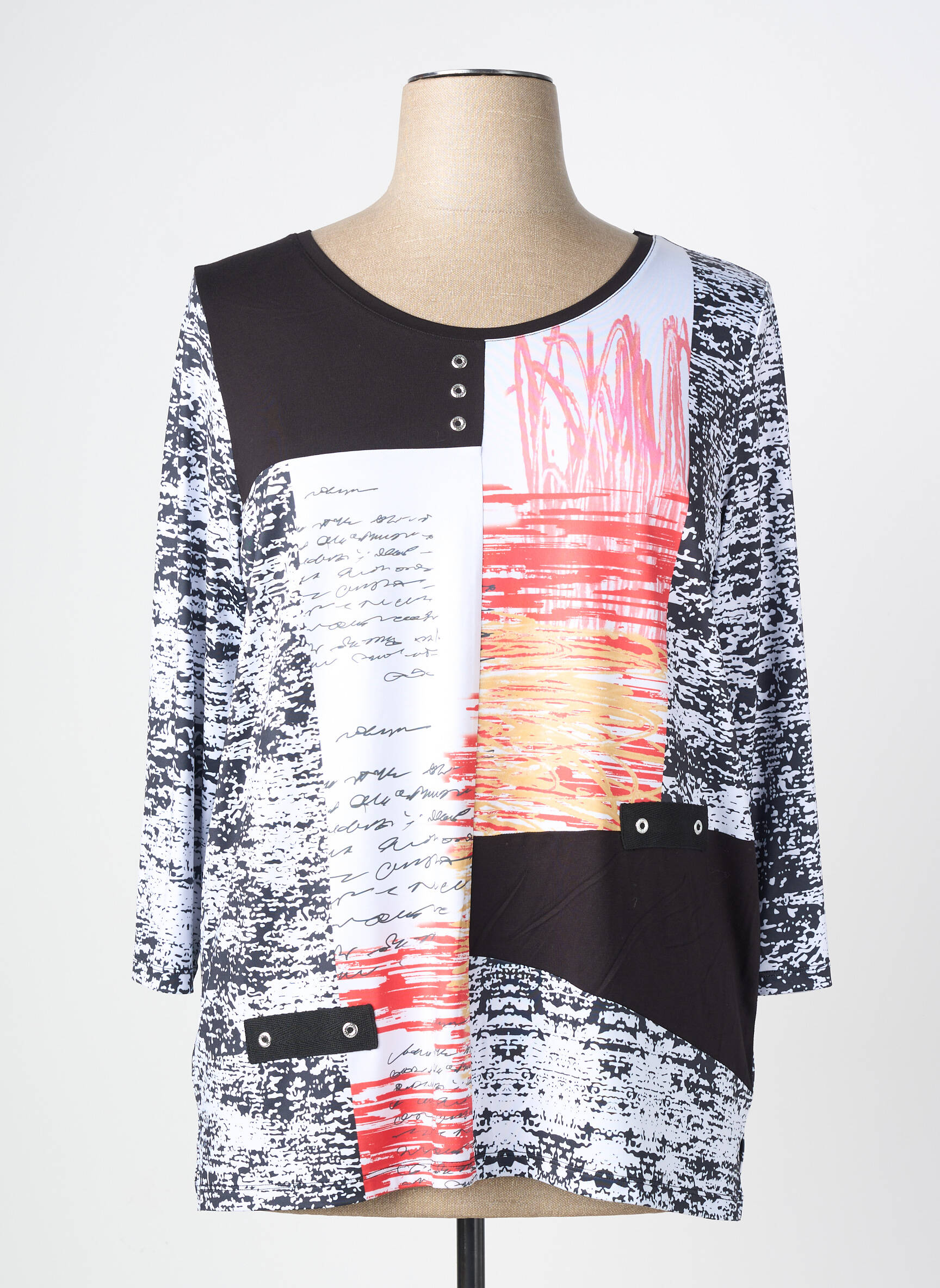 Tricou mâneci 3/4 mâneci 3/4 negru GUY DUBOUIS femeie