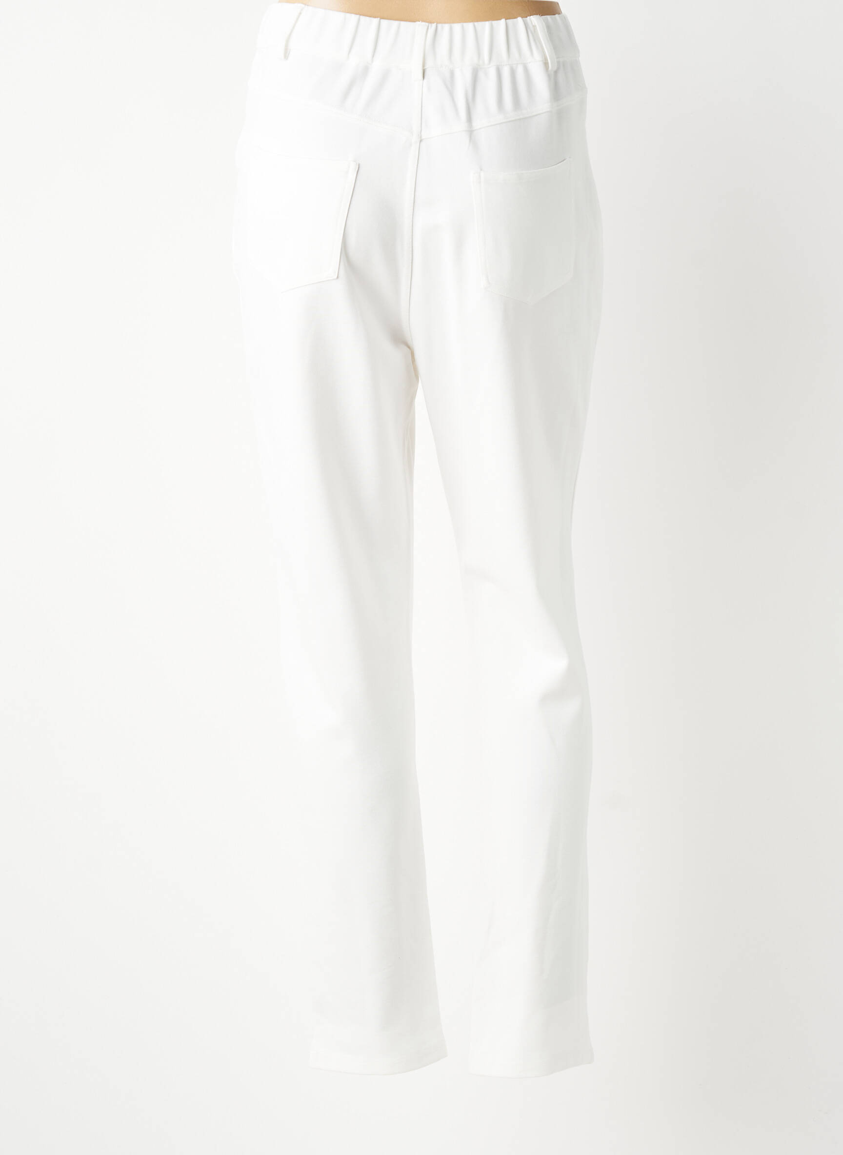 Pantalon drept elasticitate mărime normală alb LEO & UGO femeie