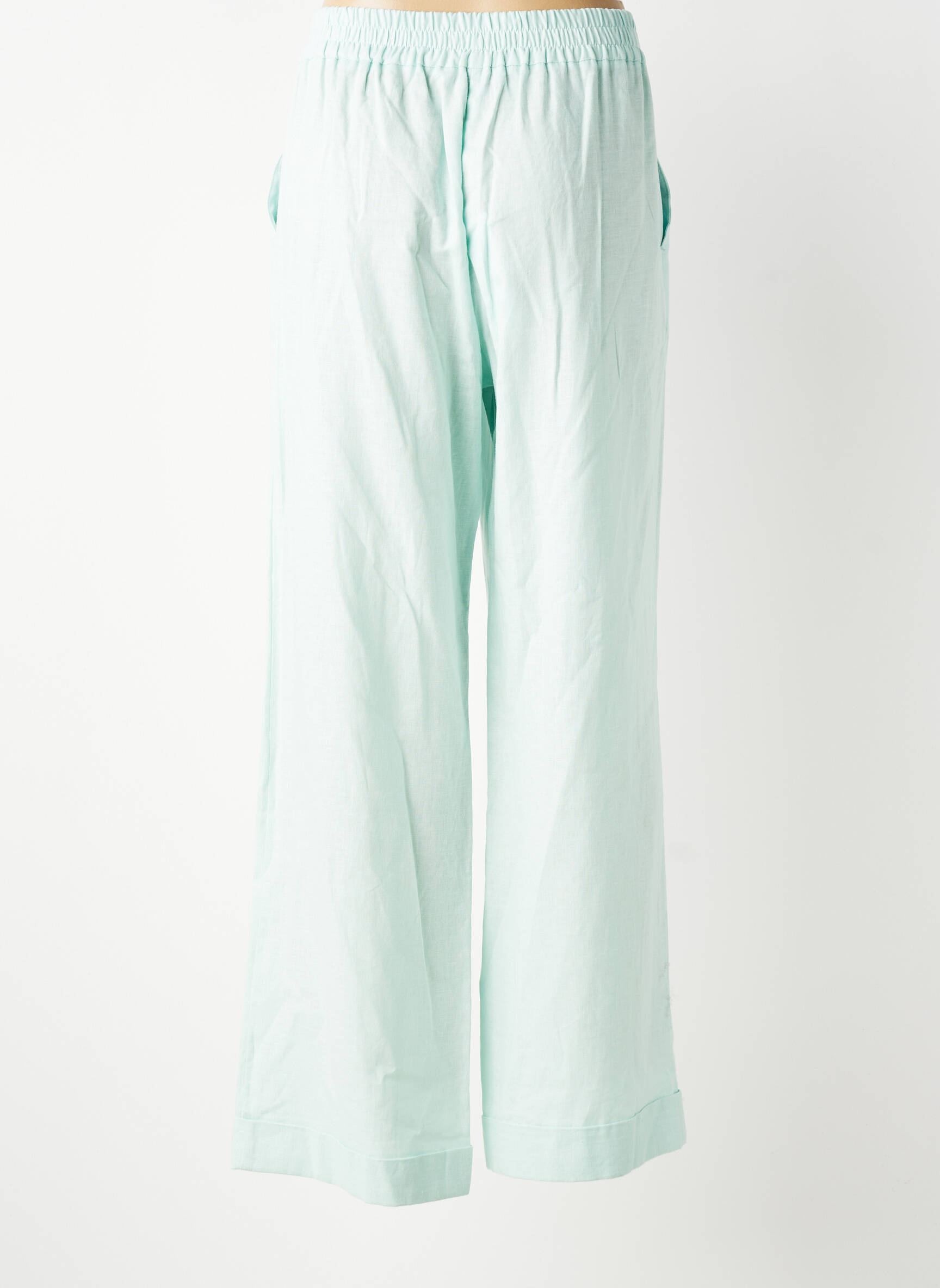 Pantalon drept talie elastică mărime normală albastru LESLIE femeie