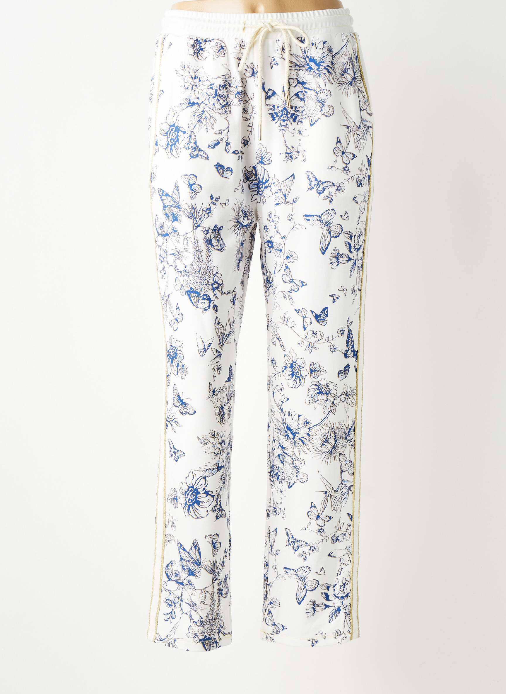 Pantalon drept elasticitate mărime normală alb LEO & UGO femeie