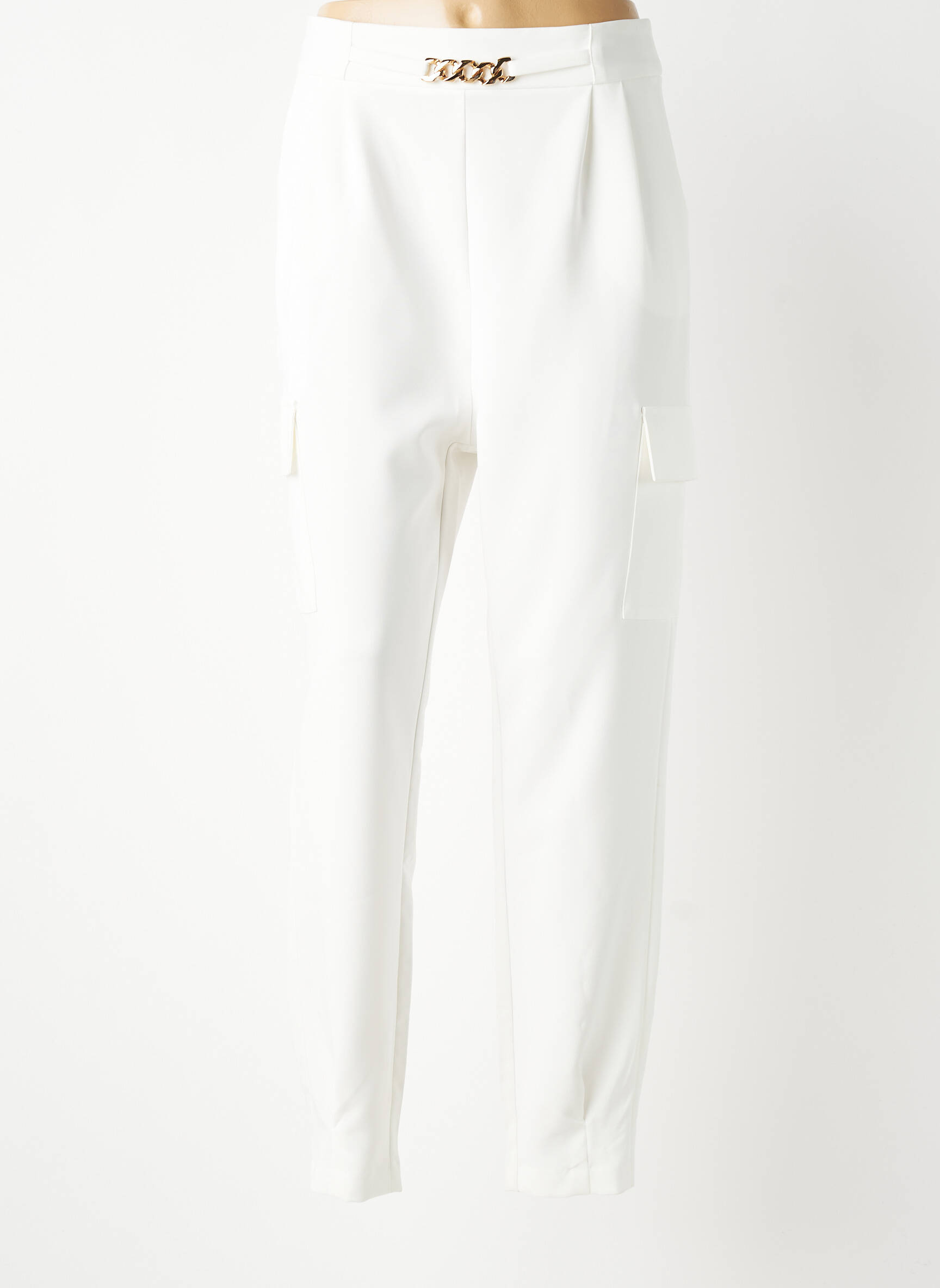 Pantalon drept elasticitate mărime normală alb LESLIE femeie