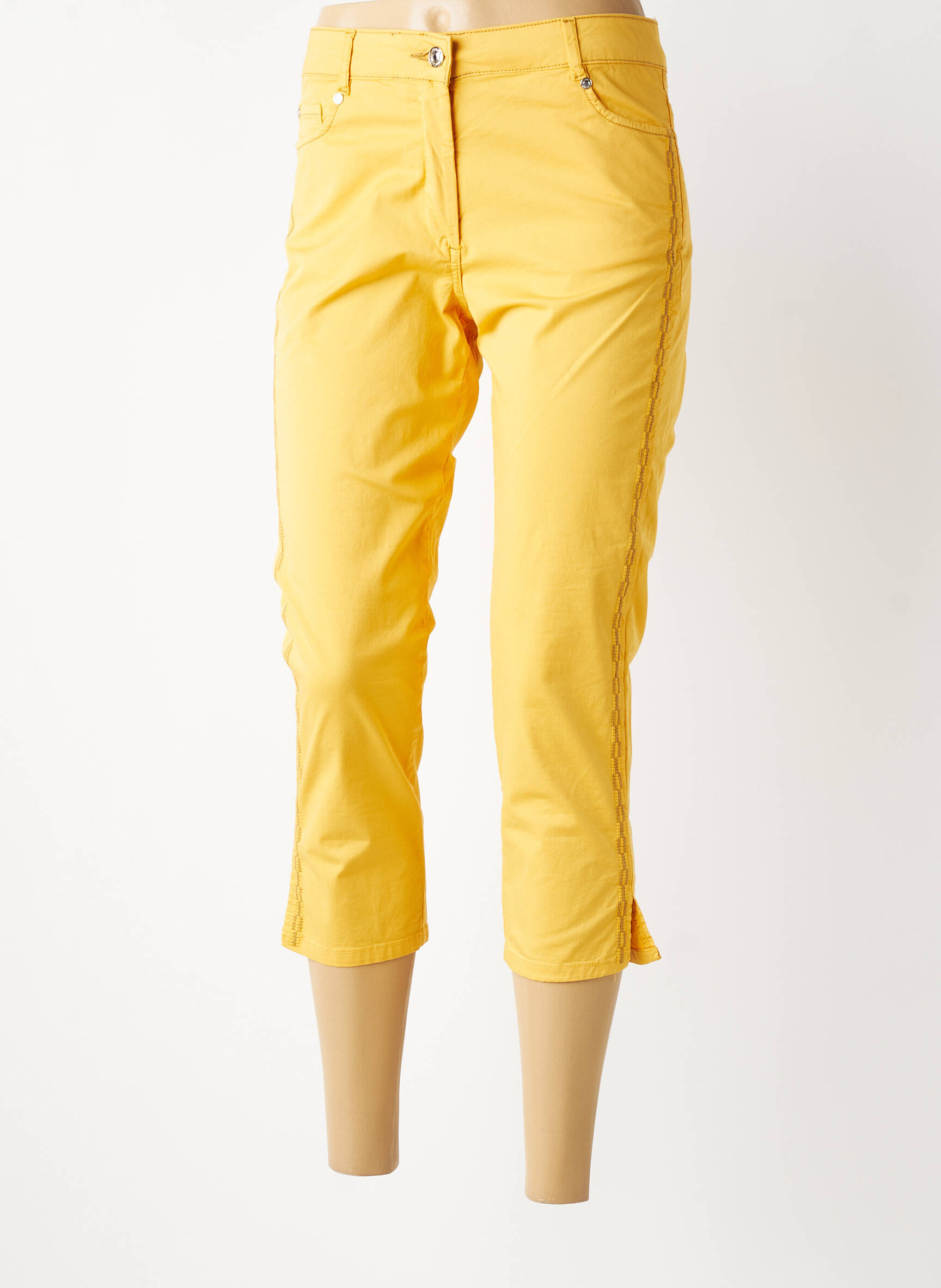 Pantalon trei sferturi elasticitate mărime normală galben FUEGO WOMAN femeie